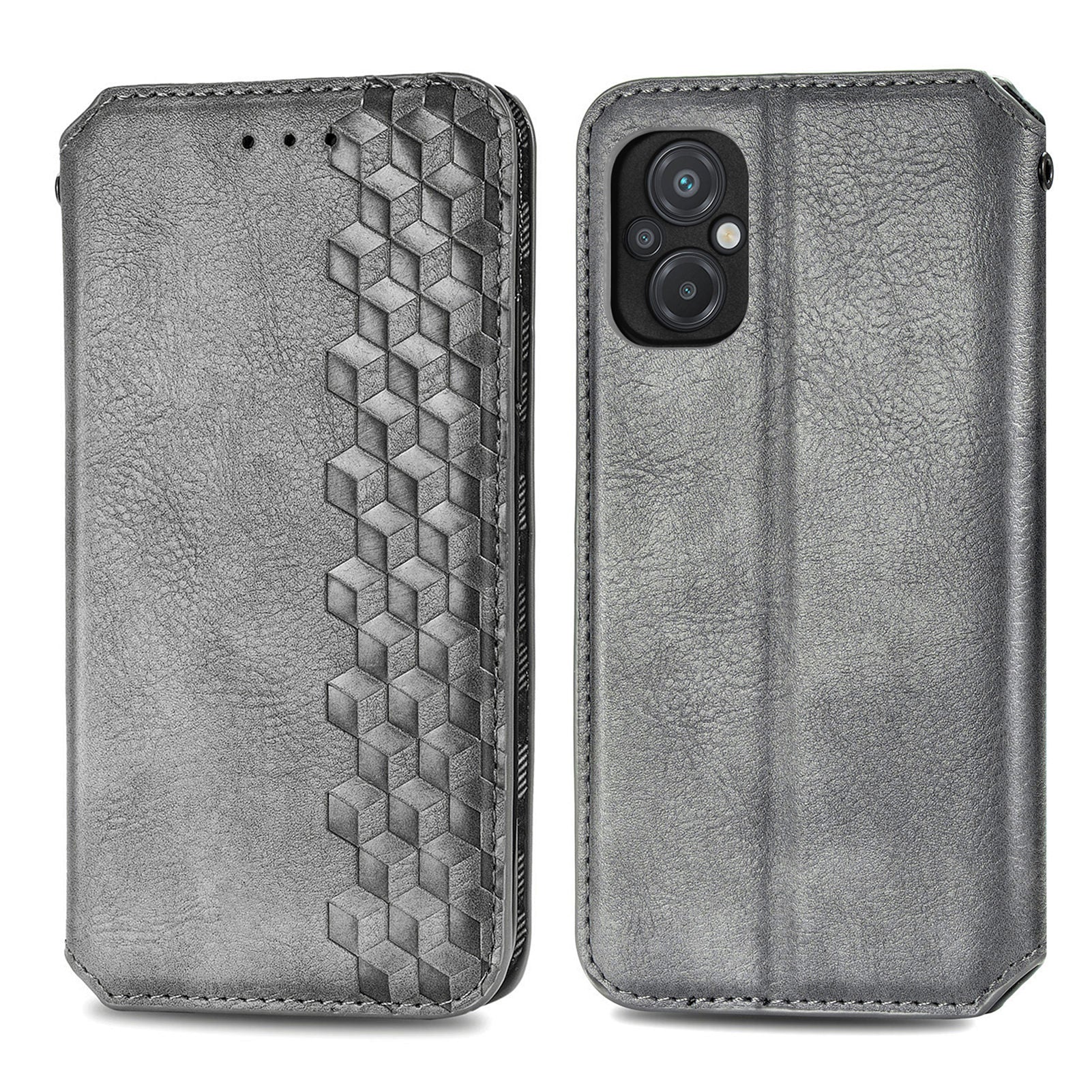 For Xiaomi Poco M5 4G Rhombus Imprinted PU Leather Case Stand Magnetic Absorption Wallet Flip Protective Phone Cover