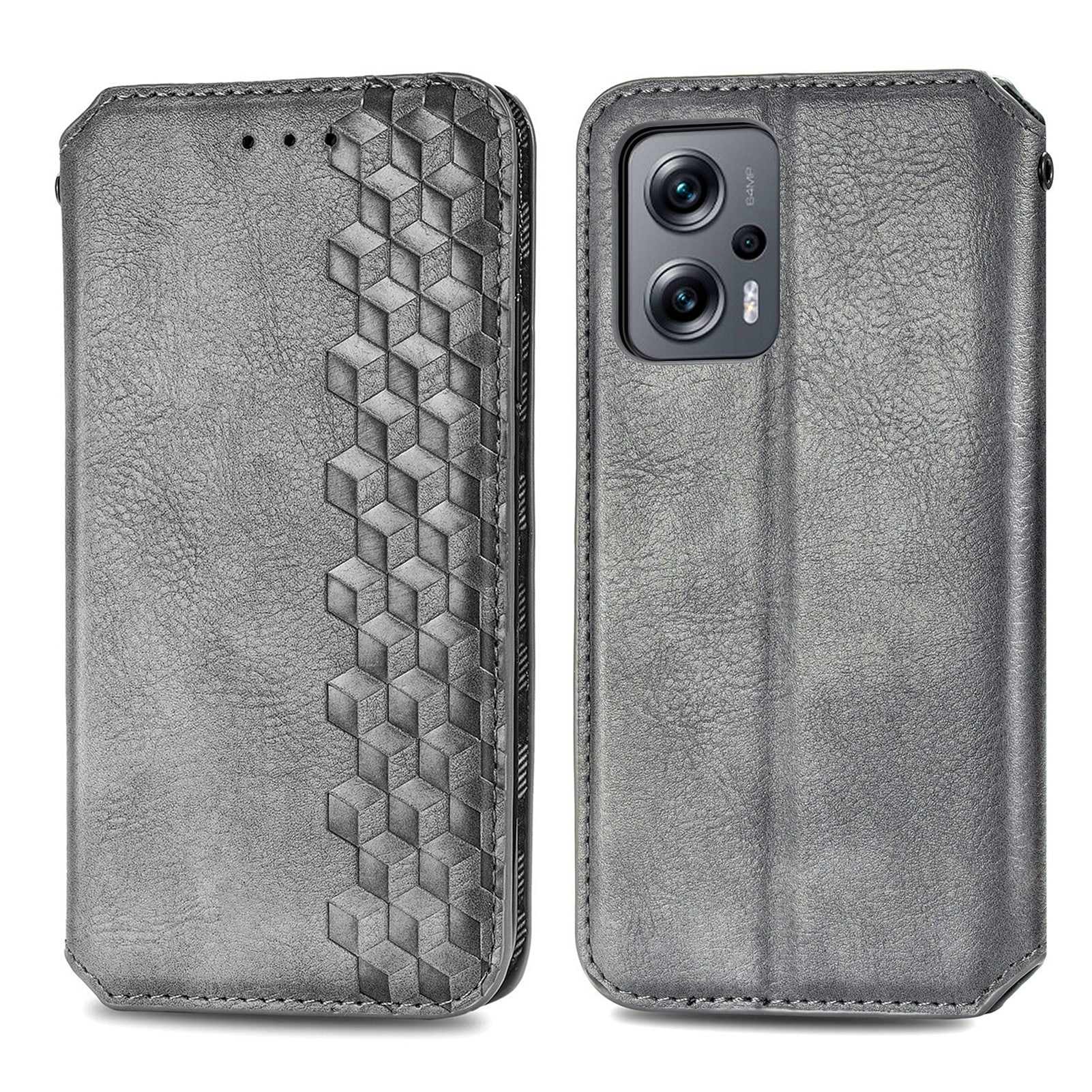 For Xiaomi Redmi Note 11T Pro 5G Note 11T Pro 5G Note 12T Pro 5G Poco X4 GT 5G Redmi K50i 5G Rhombus Imprinted PU Leather Case Magnetic Auto-absorbed Wallet Stand Phone Cover