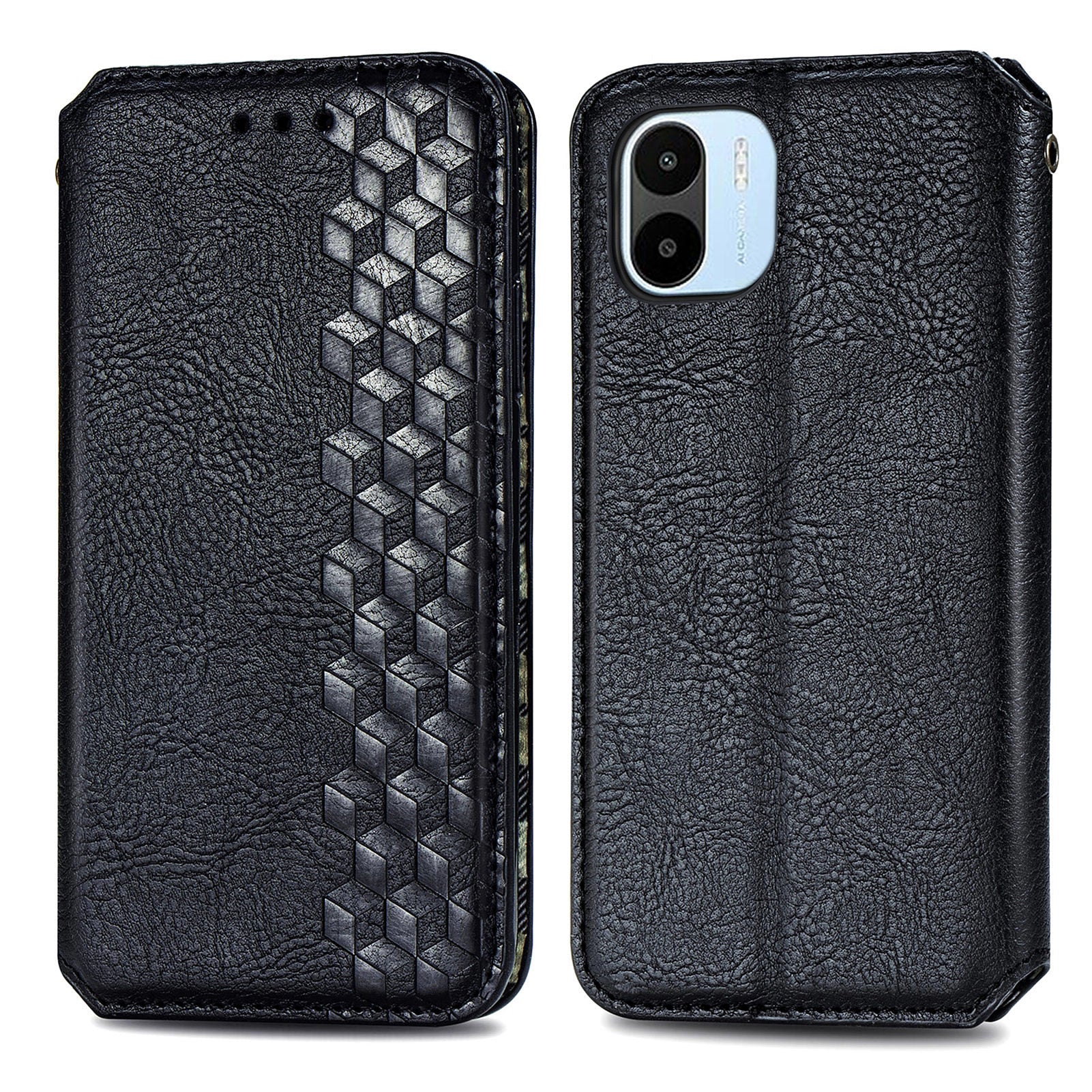 For Xiaomi Redmi A1 4G A2 4G PU Leather Magnetic Auto-absorbed Flip Case Rhombus Imprinted Wallet Stand Phone Cover