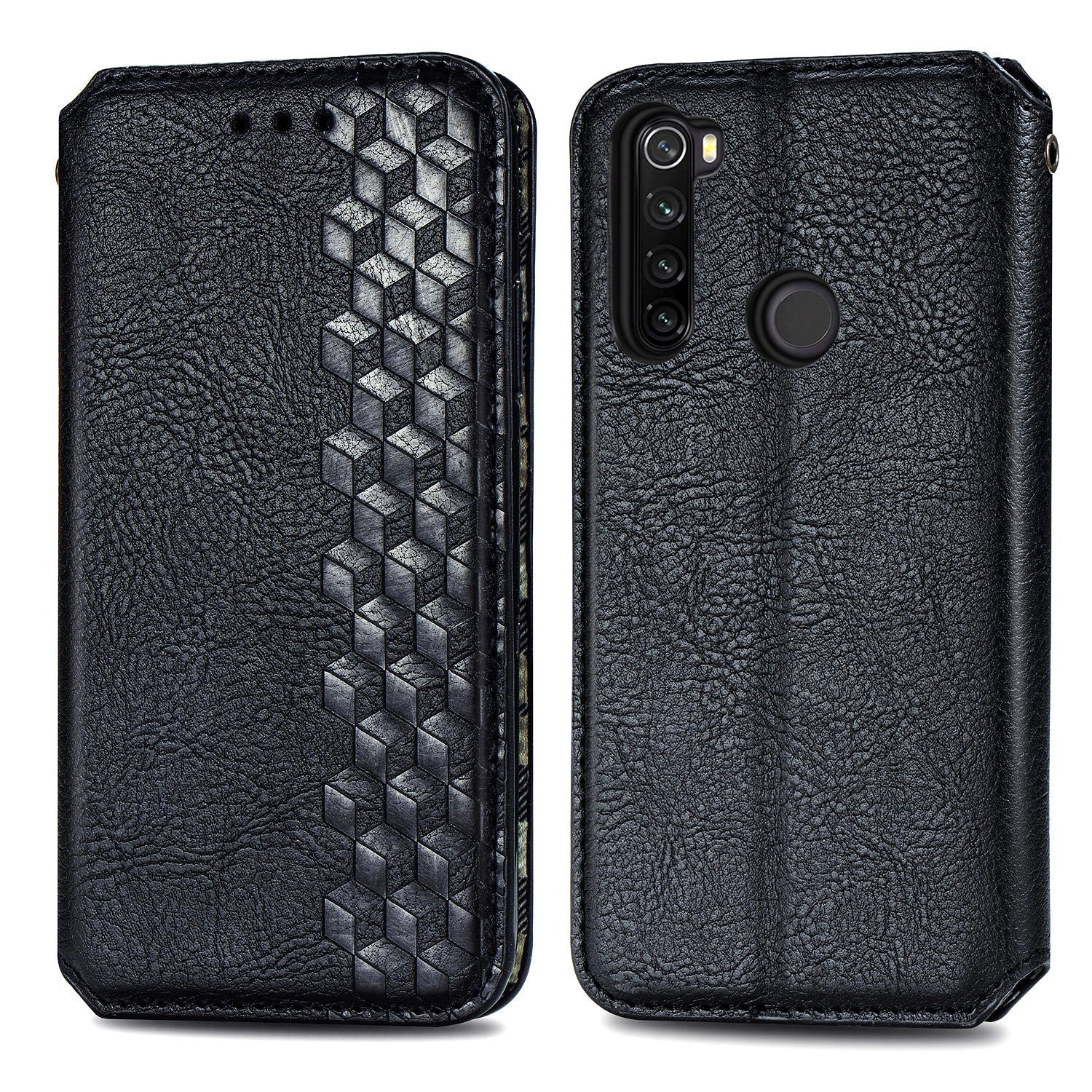 For Xiaomi Redmi Note 8T Rhombus Imprinted Wallet Case PU Leather Stand Magnetic Absorption Phone Cover