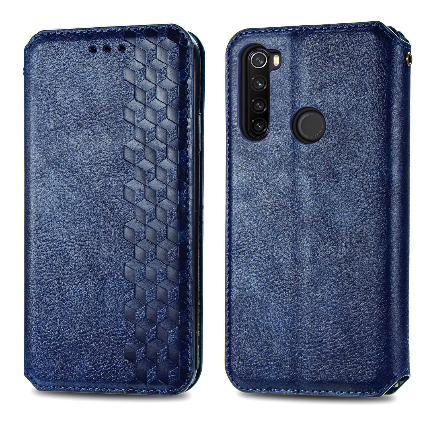 For Xiaomi Redmi Note 8T Rhombus Imprinted Wallet Case PU Leather Stand Magnetic Absorption Phone Cover