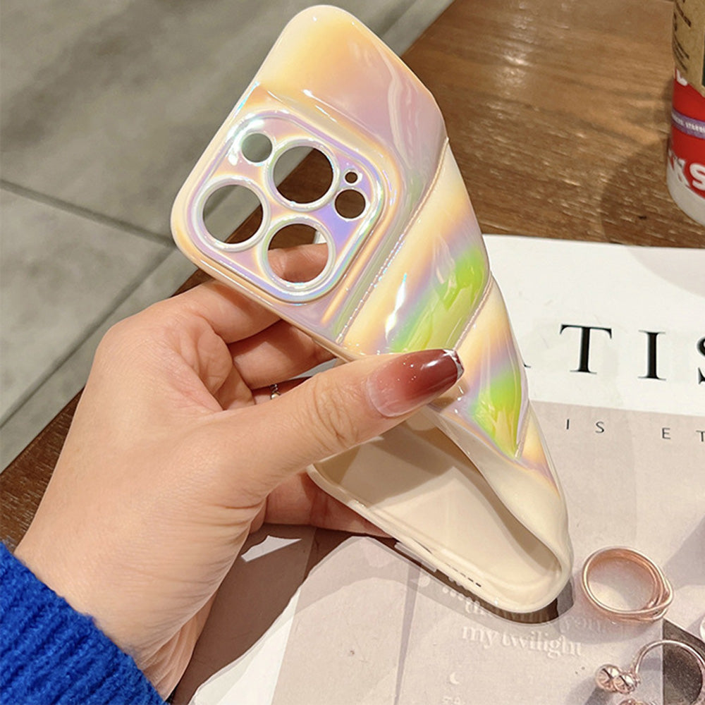 For iPhone 14 Pro Max Laser Electroplating Down Jacket Design Mobile Phone Case Shockproof TPU Protective Cover