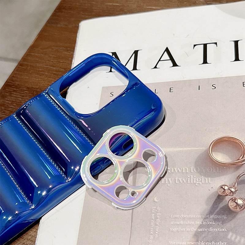 For iPhone 14 Pro Max Laser Electroplating Down Jacket Design Mobile Phone Case Shockproof TPU Protective Cover