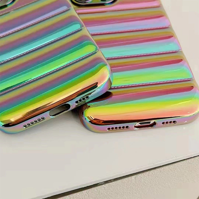 For iPhone 14 Pro Max Laser Electroplating Down Jacket Design Mobile Phone Case Shockproof TPU Protective Cover