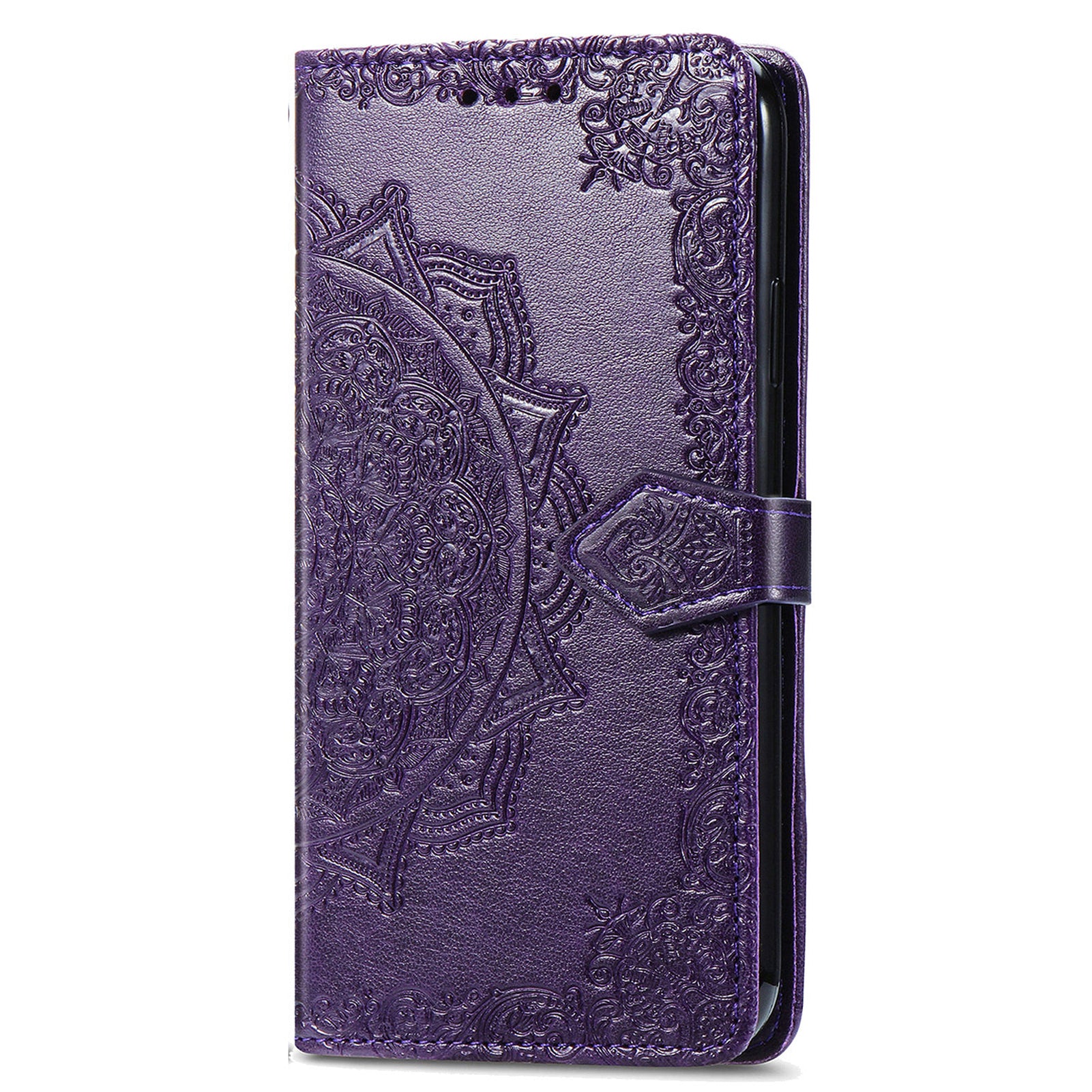 For Xiaomi Poco M5 4G Embossed Mandala Pattern PU Leather Cover Magnetic Closure Stand Flip Wallet Phone Case with Strap