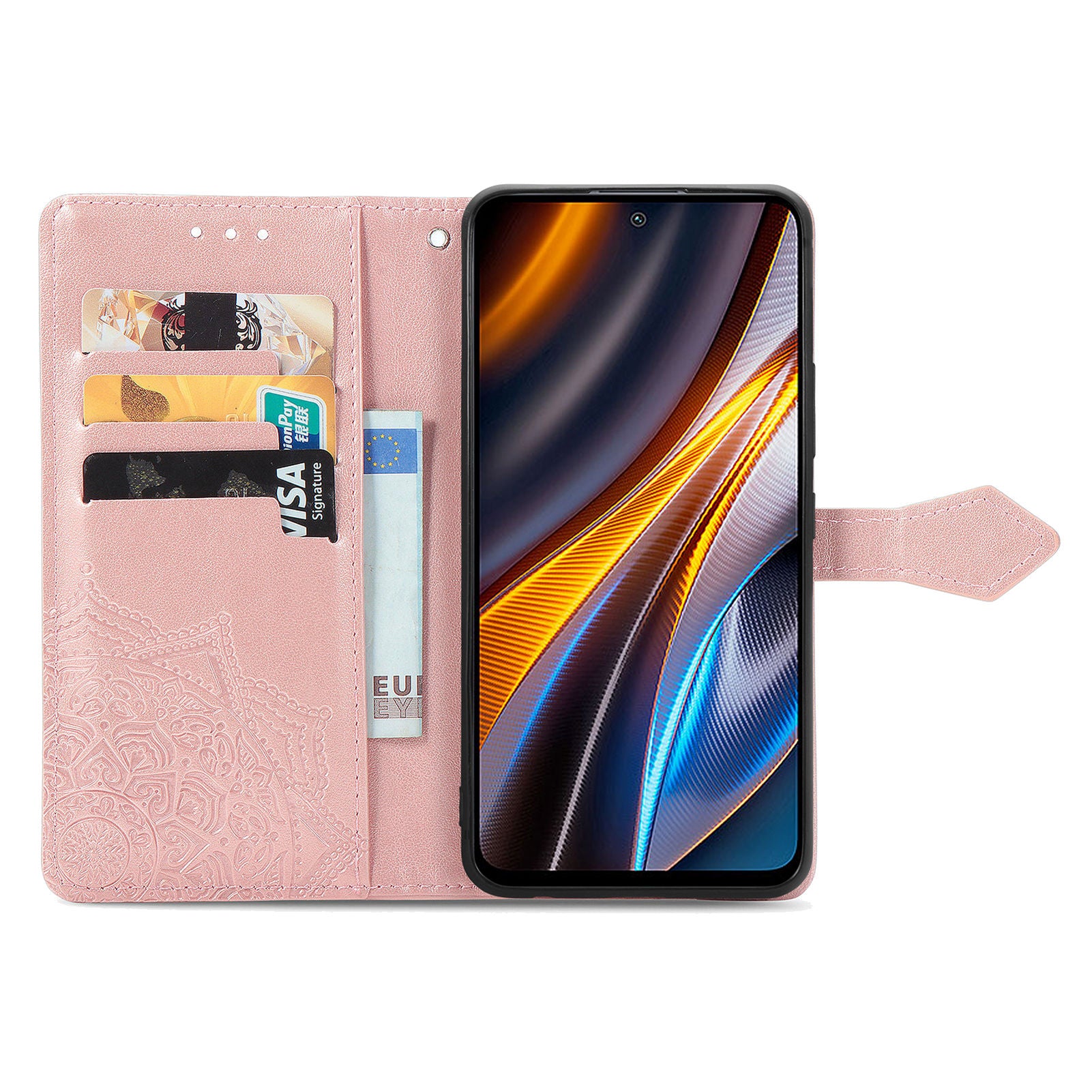 For Xiaomi Redmi Note 11T Pro 5G Note 11T Pro 5G Note 12T Pro 5G Poco X4 GT 5G Redmi K50i 5G PU Leather Phone Case Embossed Mandala Pattern Wallet Stand Magnetic Protective Cover with Strap