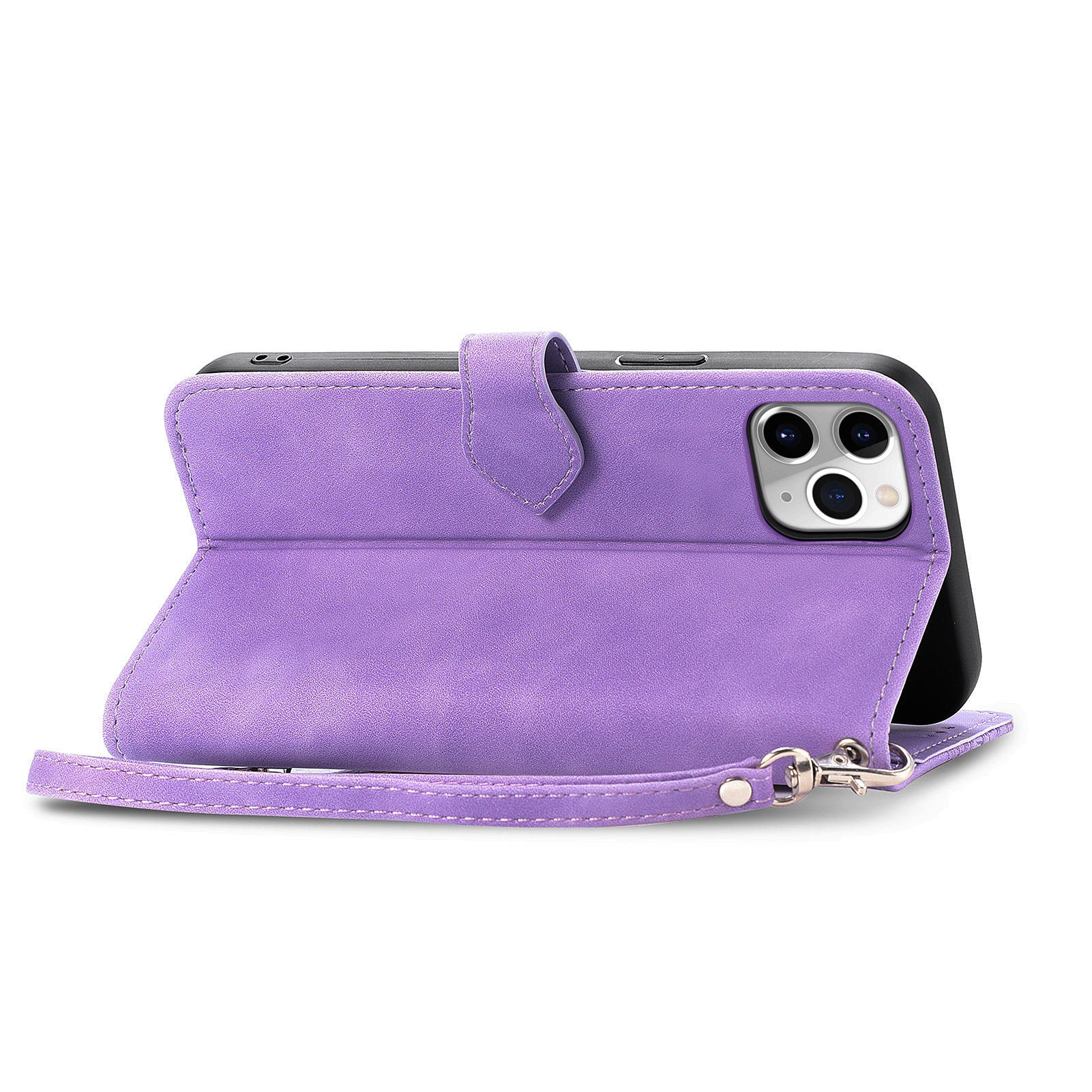 Flower Imprinted Pattern Phone Cover For iPhone 11 Pro Max 6.5 inch PU Leather Zipper Pocket Full Protection Smartphone Case Wallet Stand