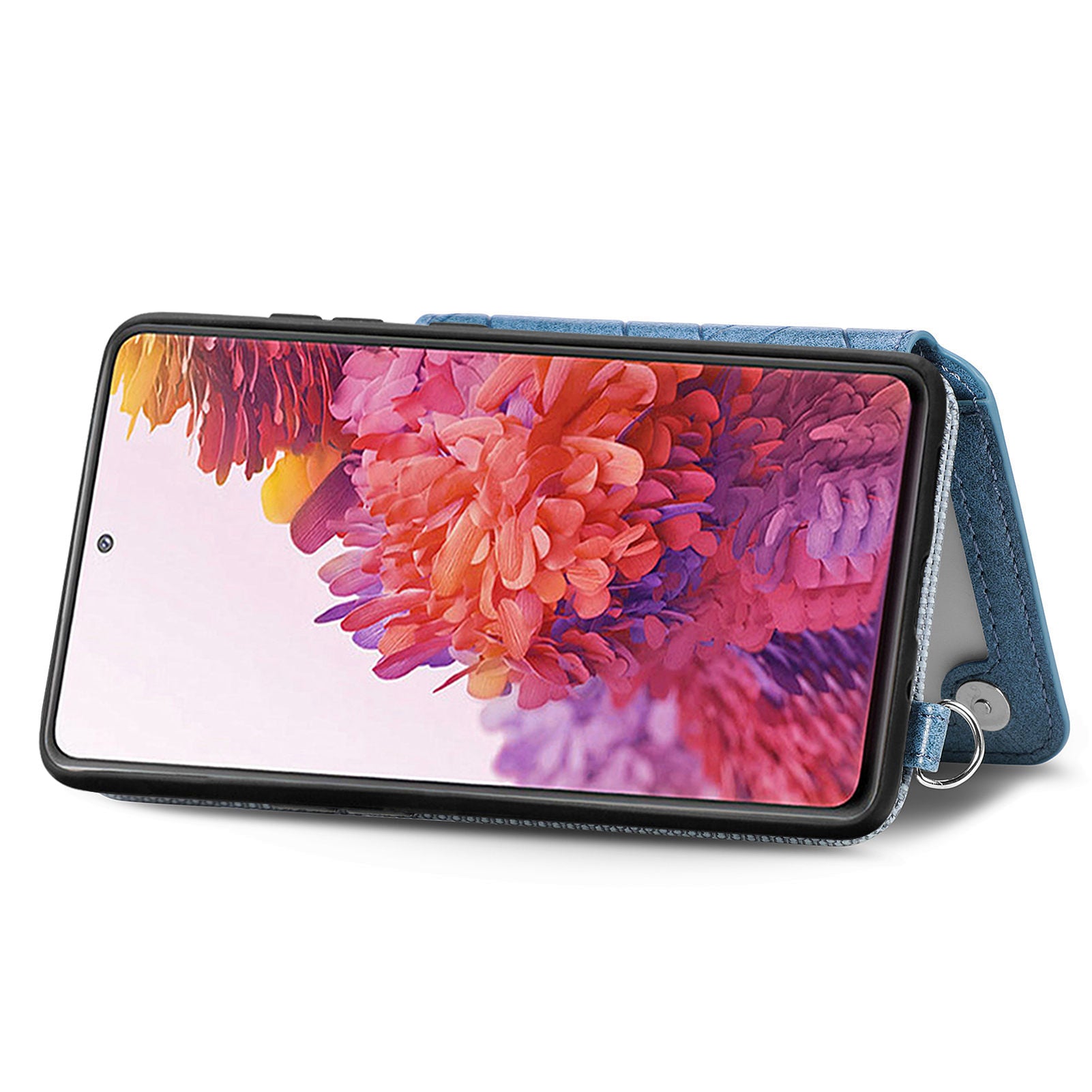 For Samsung Galaxy S20 FE 2022 S20 FE 5G S20 FE S20 Lite Anti-scratch Phone Case with Strap Kickstand PU Leather TPU Geometry Imprinted Protective Wallet Cover