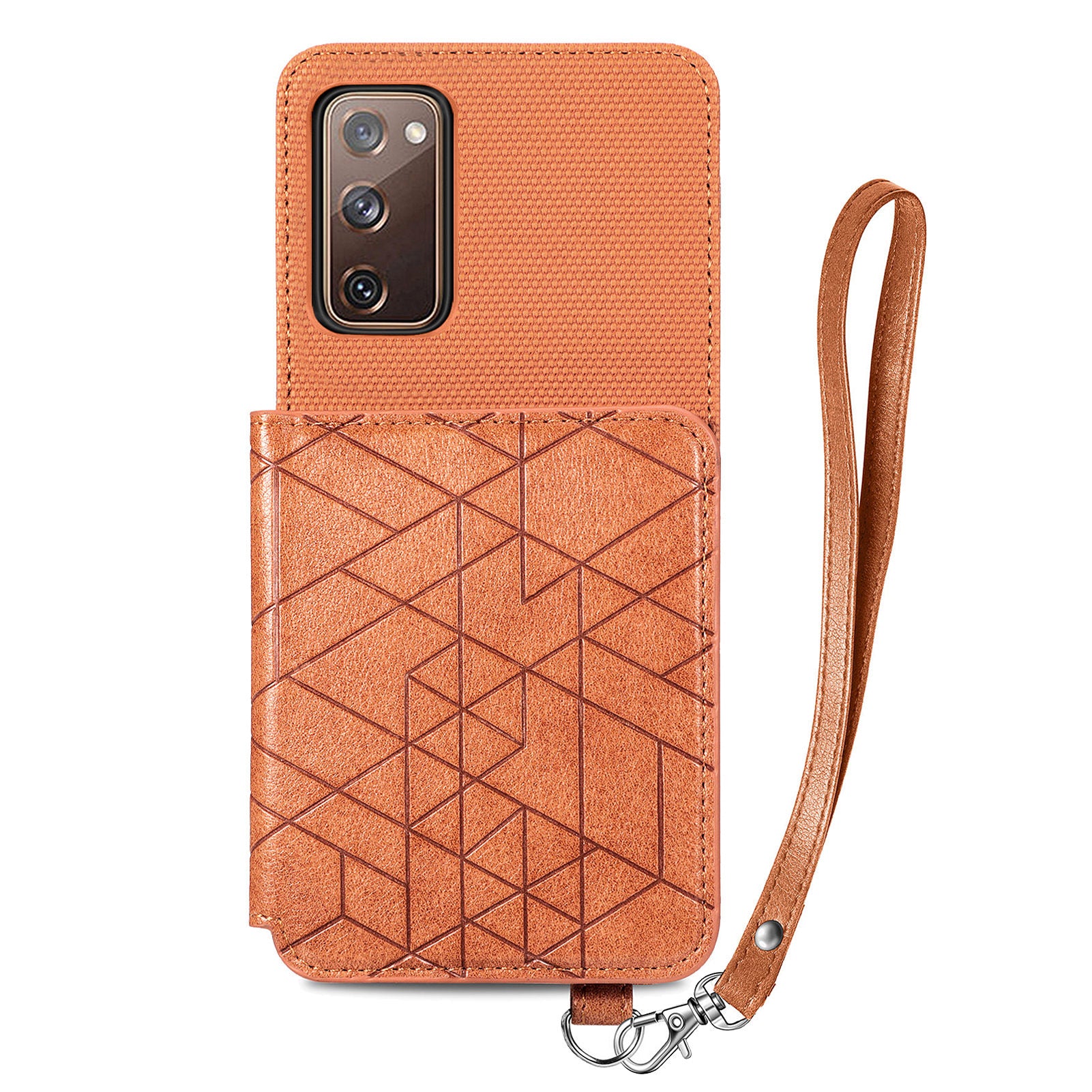 For Samsung Galaxy S20 FE 2022 S20 FE 5G S20 FE S20 Lite Anti-scratch Phone Case with Strap Kickstand PU Leather TPU Geometry Imprinted Protective Wallet Cover