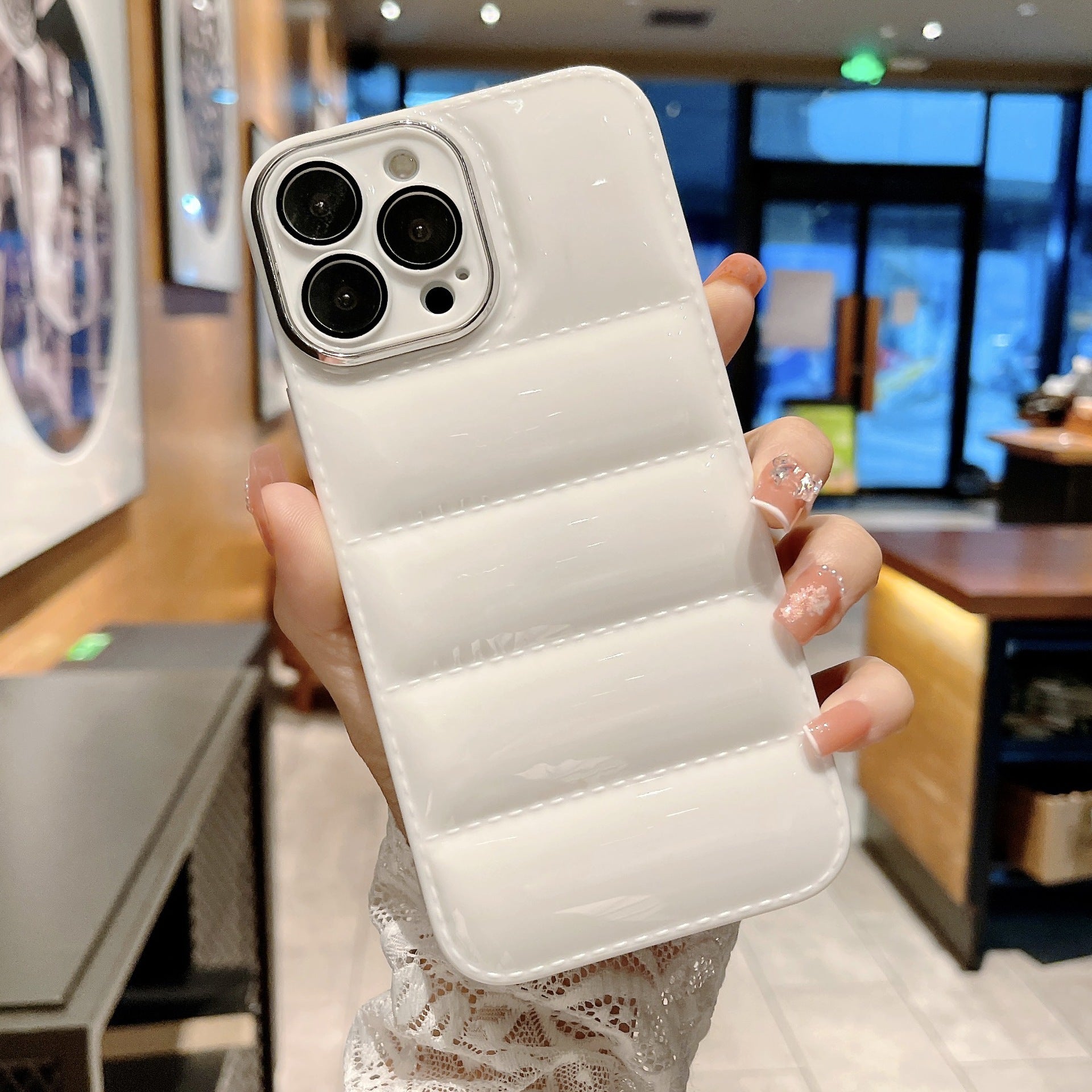 For iPhone 13 Pro Max 6.7 inch Down Jacket Design Shockproof Phone Case TPU Cover with Lens Protector