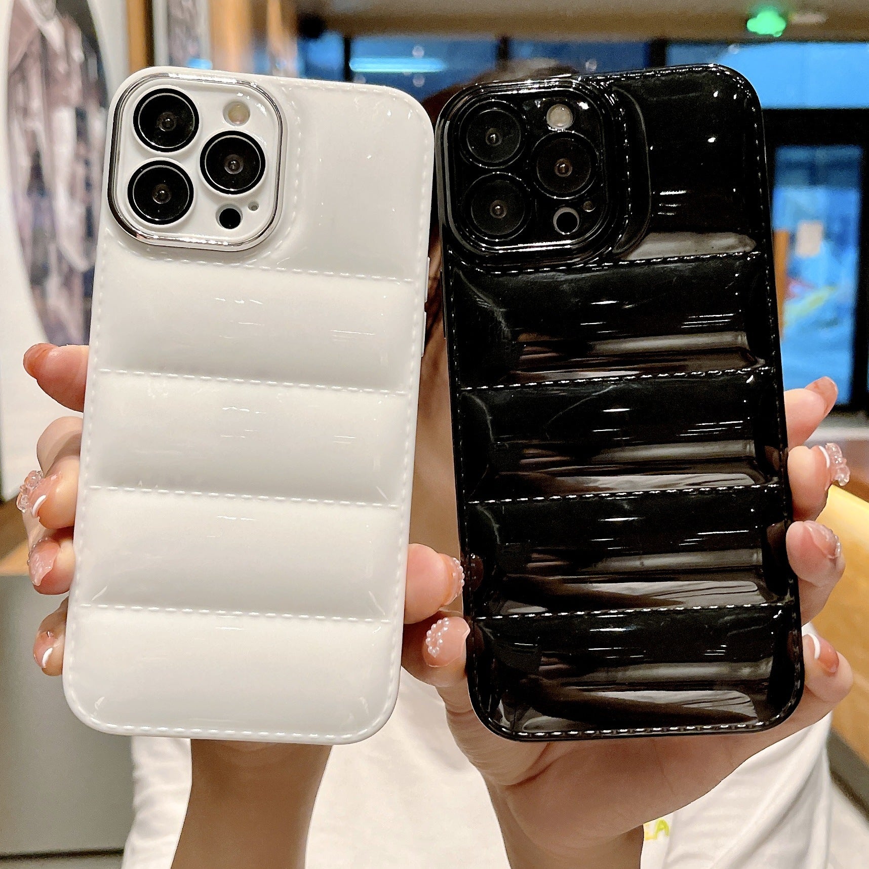 For iPhone 13 Pro Max 6.7 inch Down Jacket Design Shockproof Phone Case TPU Cover with Lens Protector