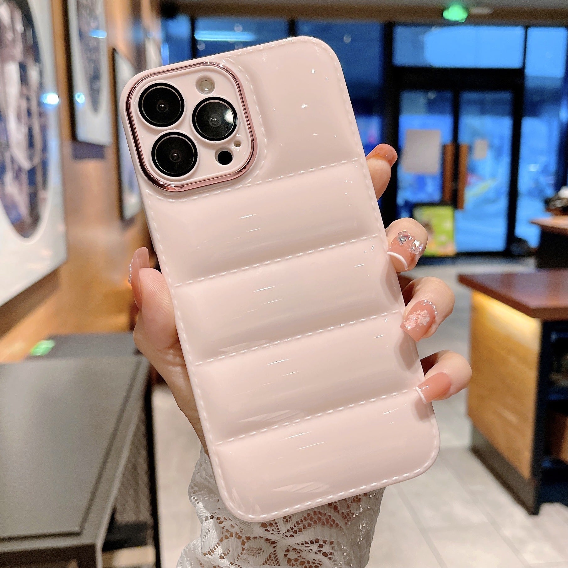 For iPhone 13 Pro Max 6.7 inch Down Jacket Design Shockproof Phone Case TPU Cover with Lens Protector