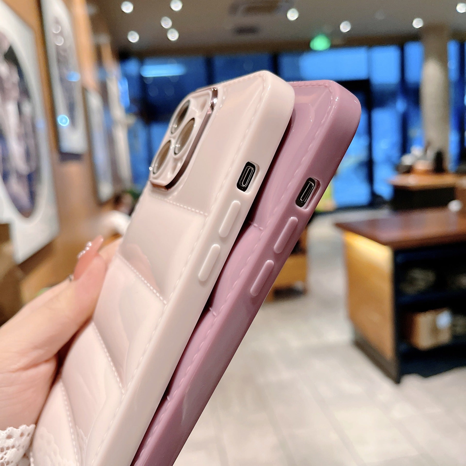 For iPhone 13 Pro Max 6.7 inch Down Jacket Design Shockproof Phone Case TPU Cover with Lens Protector