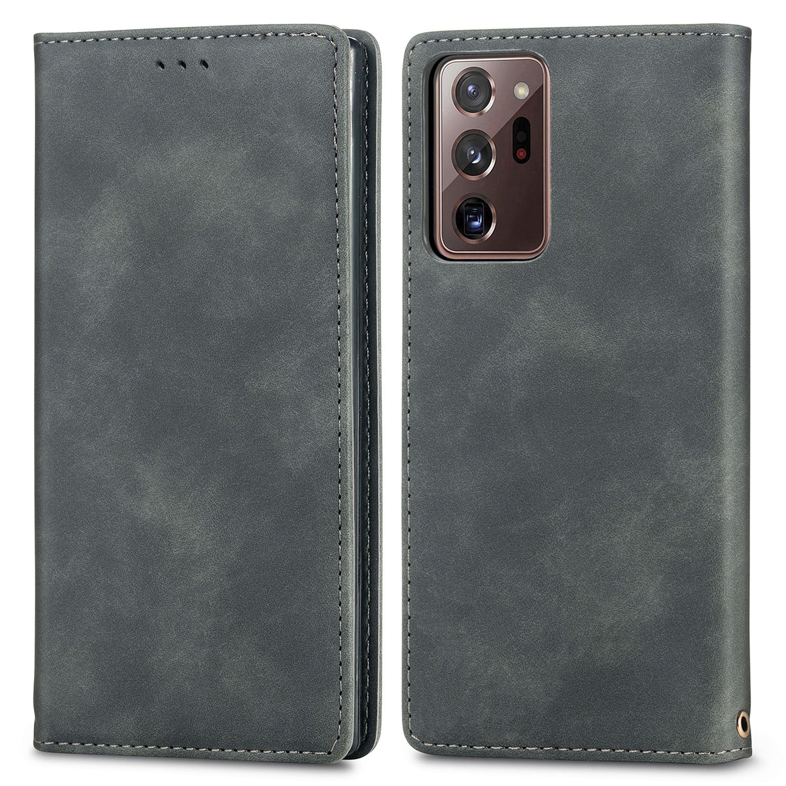 For Samsung Galaxy Note20 Ultra 5G Note20 Ultra Skin-touch Retro PU Leather Phone Case Magnetic Auto Closing Stand Anti-scratch Phone Cover with Card Holder