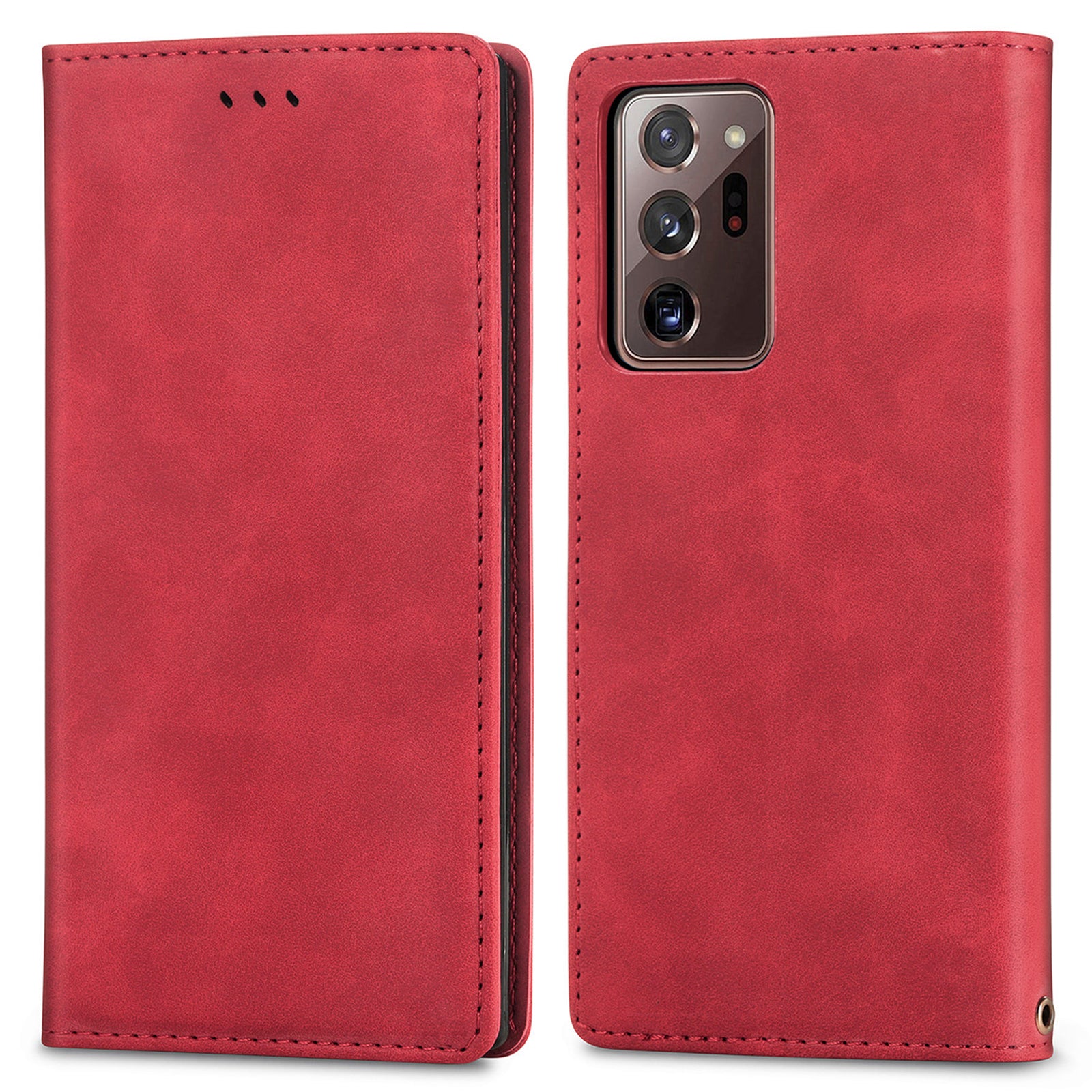 For Samsung Galaxy Note20 Ultra 5G Note20 Ultra Skin-touch Retro PU Leather Phone Case Magnetic Auto Closing Stand Anti-scratch Phone Cover with Card Holder