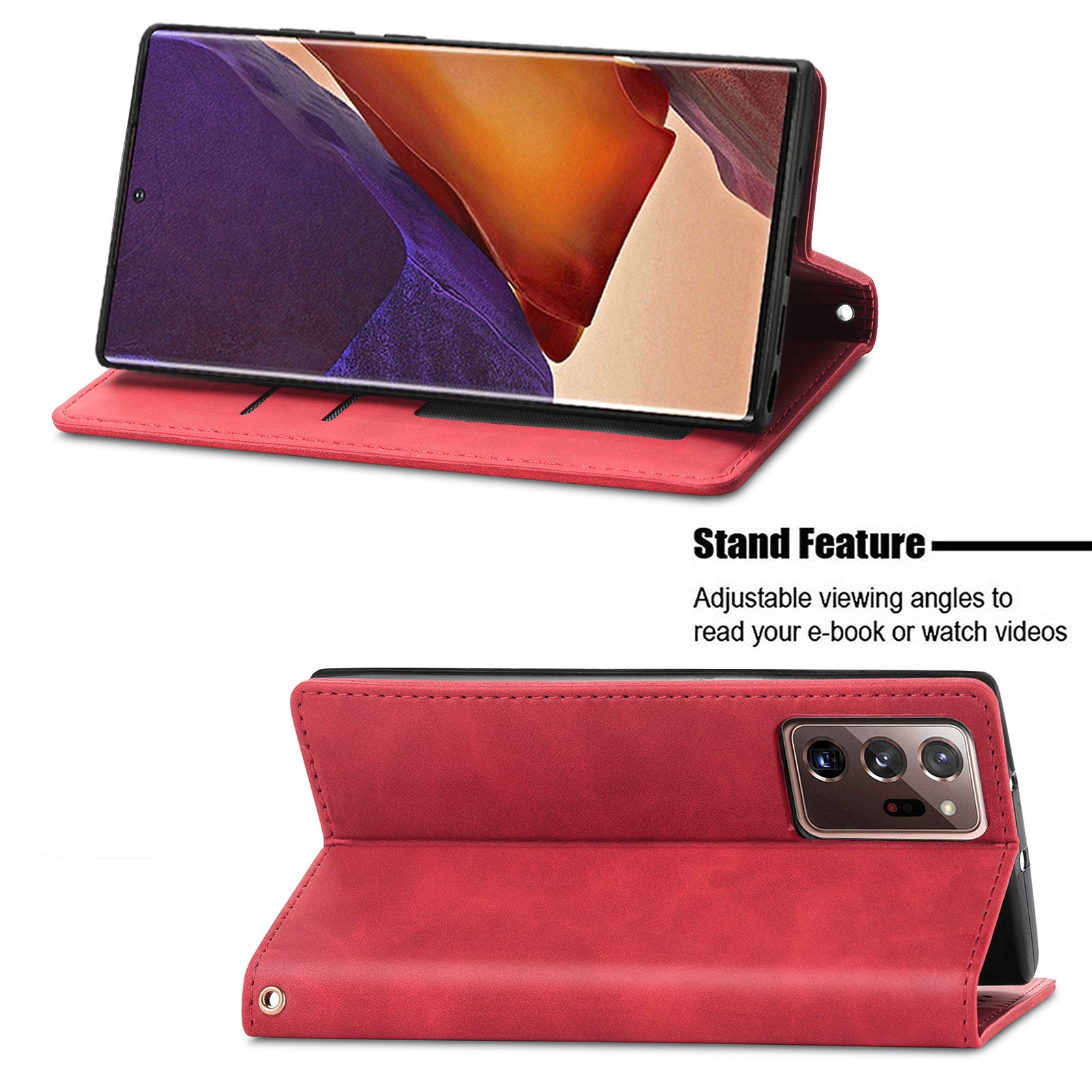 For Samsung Galaxy Note20 Ultra 5G Note20 Ultra Skin-touch Retro PU Leather Phone Case Magnetic Auto Closing Stand Anti-scratch Phone Cover with Card Holder