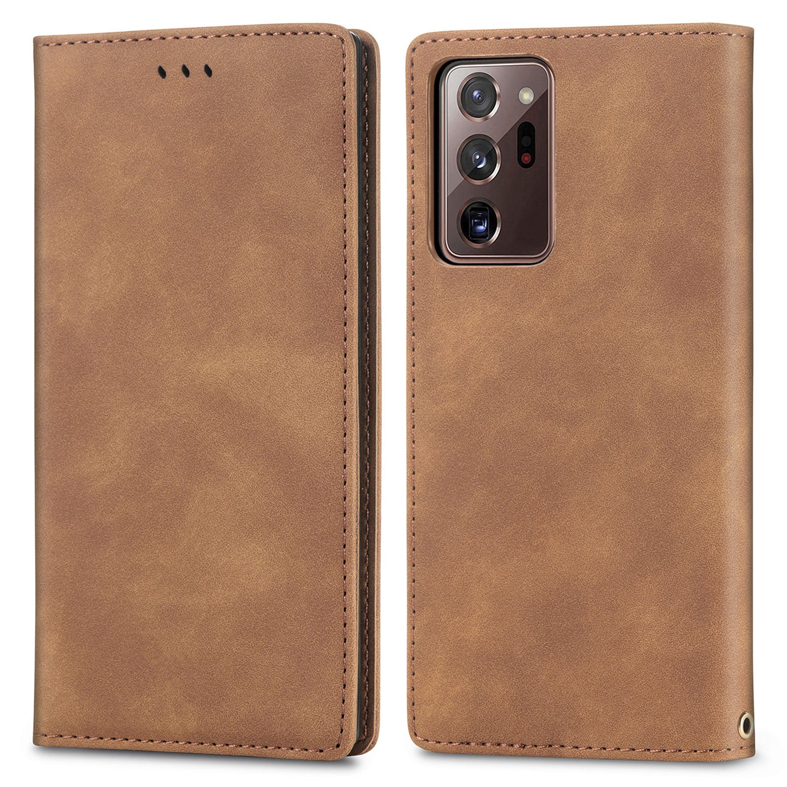 For Samsung Galaxy Note20 Ultra 5G Note20 Ultra Skin-touch Retro PU Leather Phone Case Magnetic Auto Closing Stand Anti-scratch Phone Cover with Card Holder