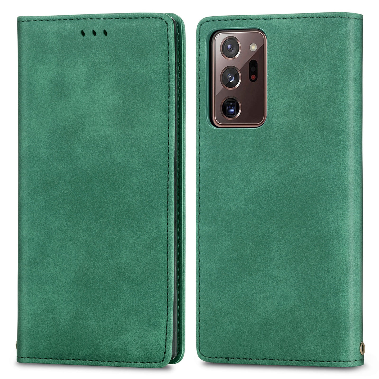 For Samsung Galaxy Note20 Ultra 5G Note20 Ultra Skin-touch Retro PU Leather Phone Case Magnetic Auto Closing Stand Anti-scratch Phone Cover with Card Holder