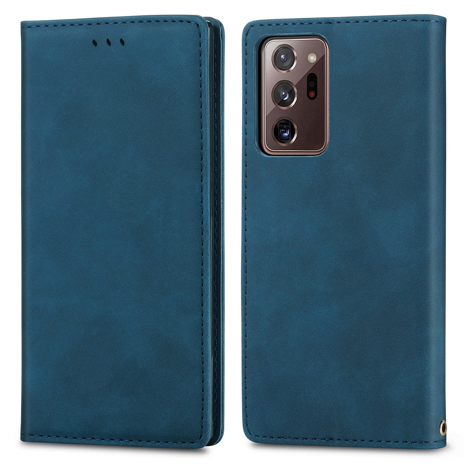 For Samsung Galaxy Note20 Ultra 5G Note20 Ultra Skin-touch Retro PU Leather Phone Case Magnetic Auto Closing Stand Anti-scratch Phone Cover with Card Holder