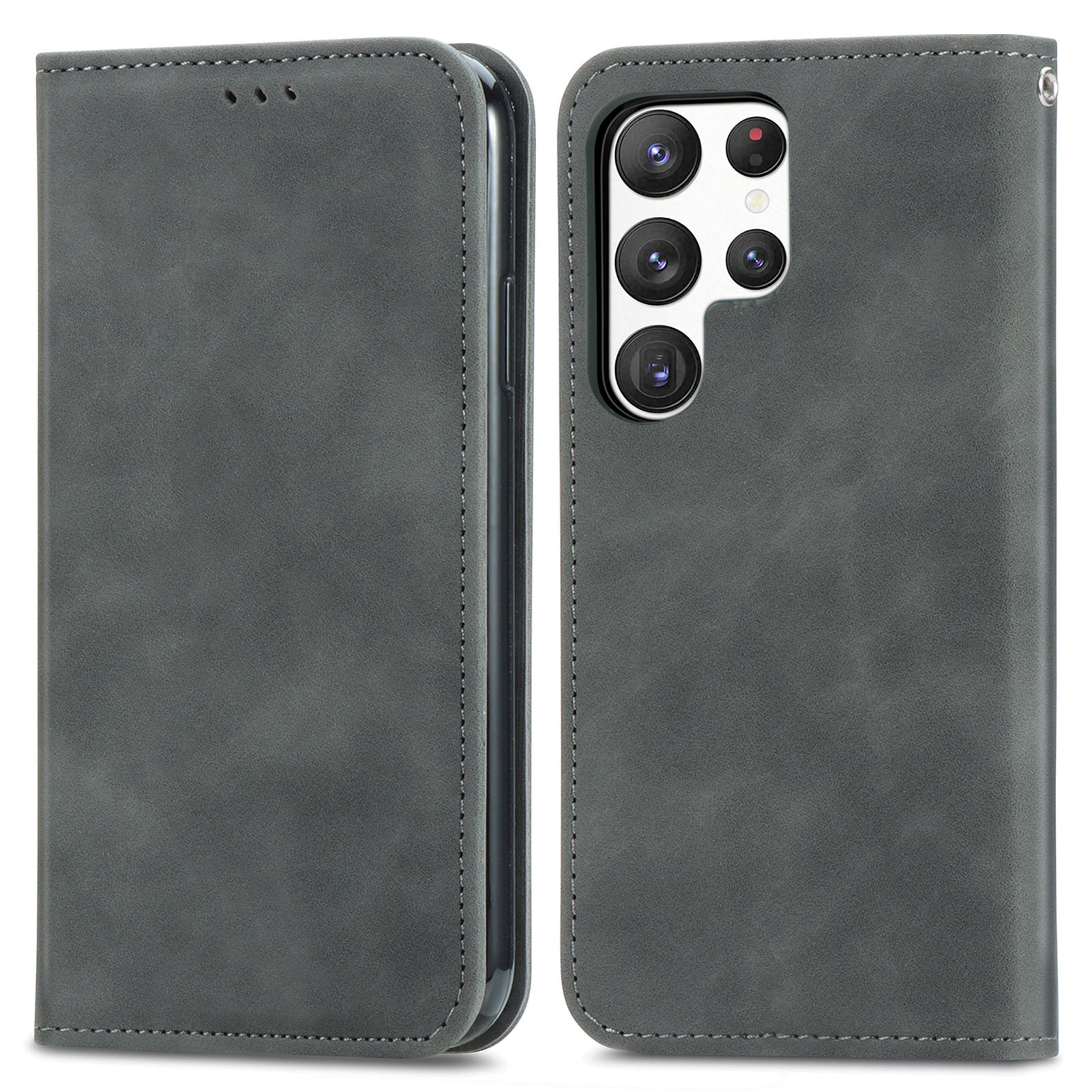 Magnetic Auto Closing Phone Cover For Samsung Galaxy S23 Ultra Shockproof Skin-touch Retro PU Leather Stand Phone Case with Card Holder