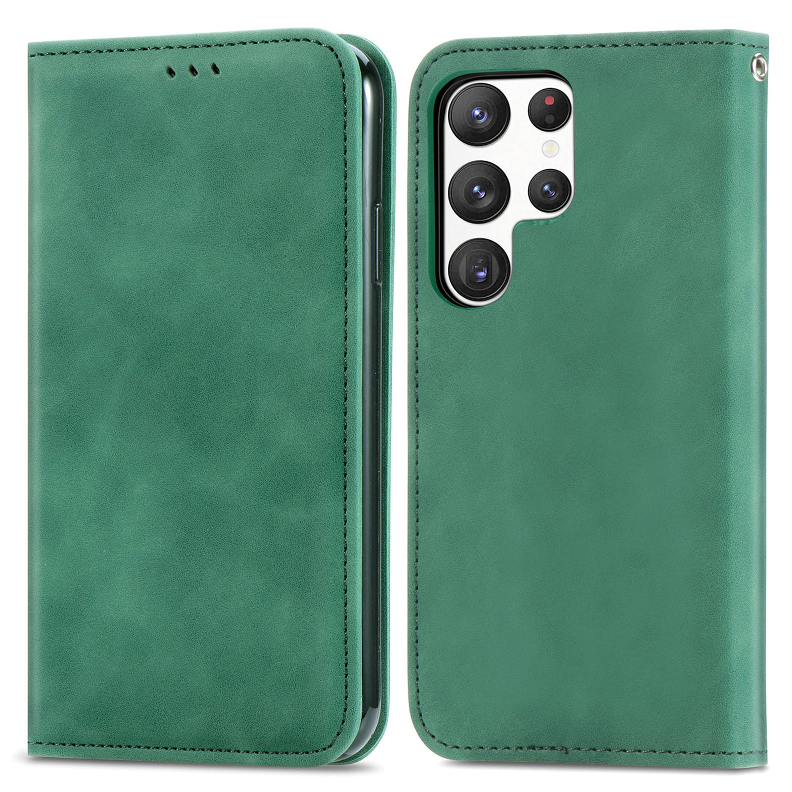 Magnetic Auto Closing Phone Cover For Samsung Galaxy S23 Ultra Shockproof Skin-touch Retro PU Leather Stand Phone Case with Card Holder