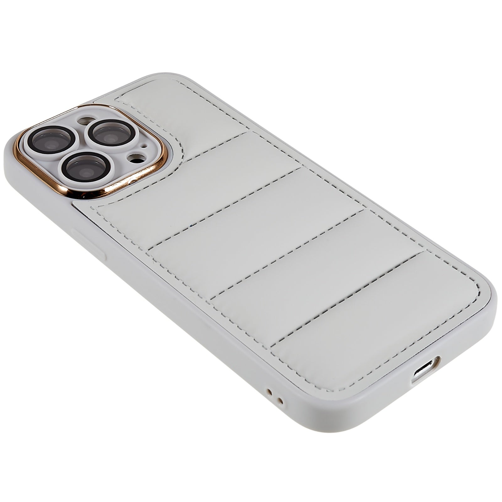 Down Jacket Design TPU Case for iPhone 14 Pro Max Electroplating Lens Frame Phone Cover with Glass Lens Protector