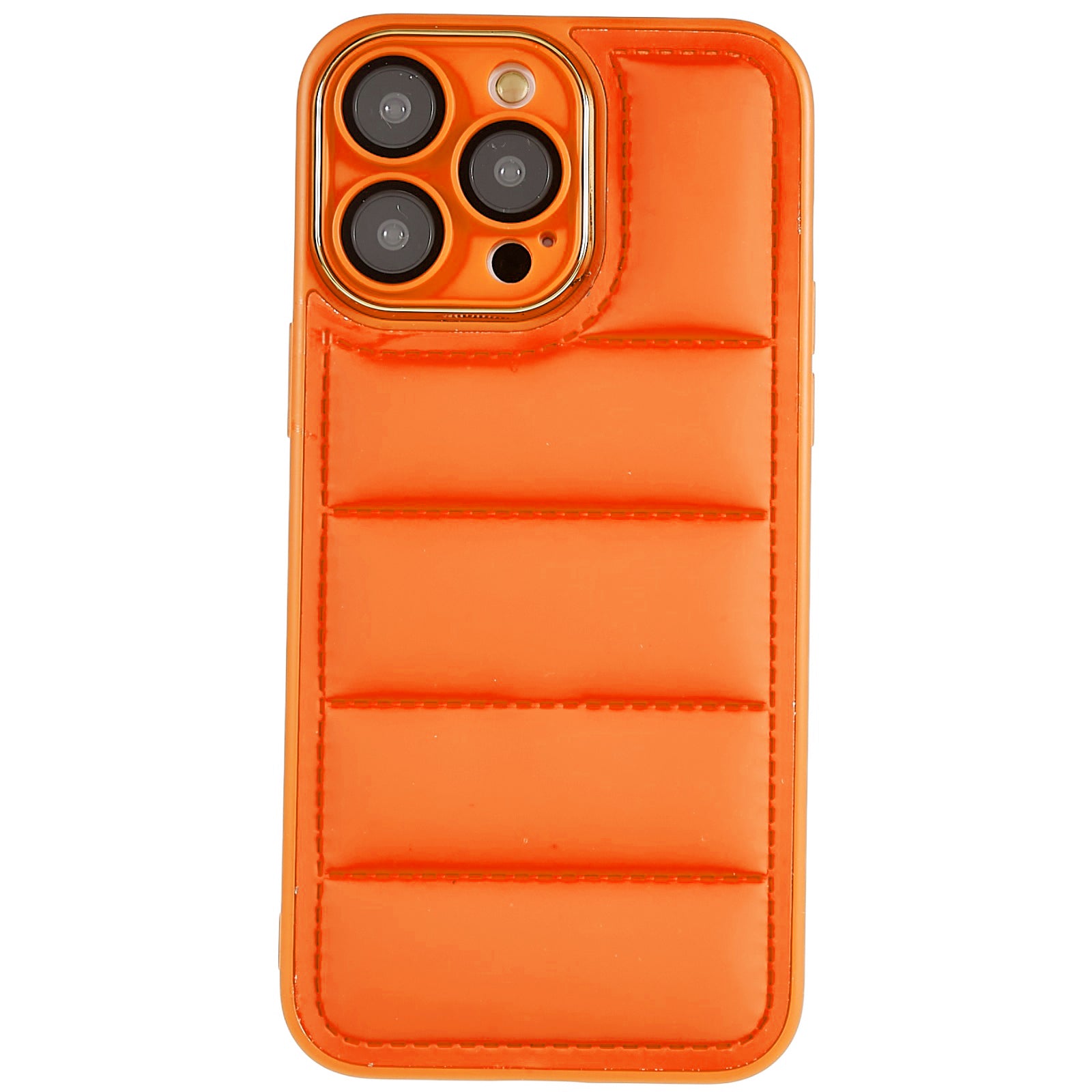 For iPhone 13 Pro 6.1 inch Down Jacket Design Electroplating Lens Frame TPU Cover Glass Lens Protector Phone Case