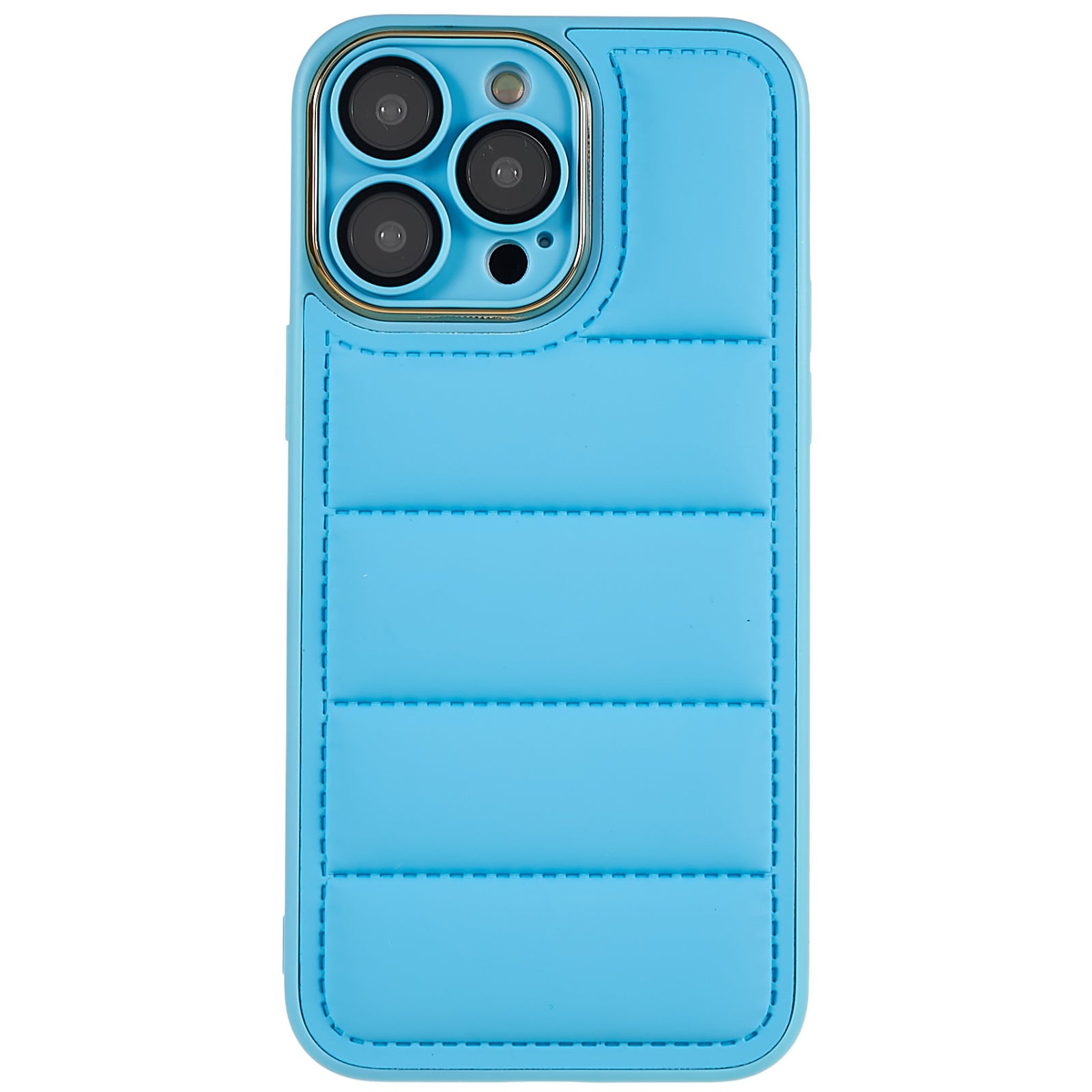 For iPhone 14 Pro Down Jacket Design Electroplating Lens Frame Phone Case TPU Cover with Glass Lens Protector