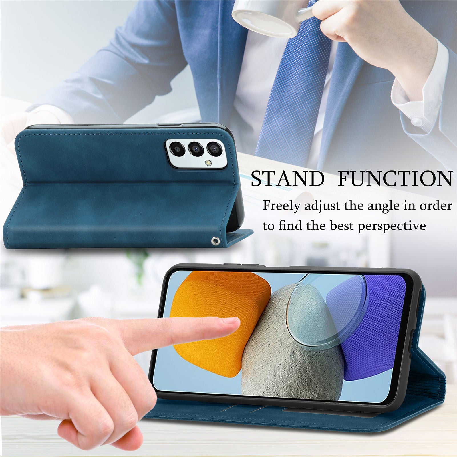 PU Leather Phone Case For Samsung Galaxy M23 5G M13 4G F23 5G Skin-touch Retro Magnetic Auto Closing Stand Protective Phone Cover Card Holder