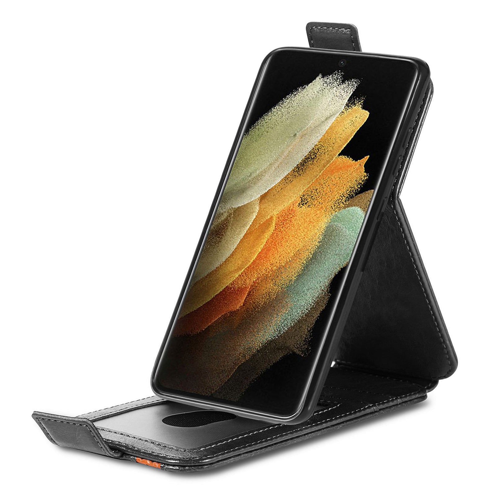 CASENEO 003 Series For Samsung Galaxy S21 Ultra 5G Splicing PU Leather Phone Case Stand Card Holder Shockproof Phone Cover