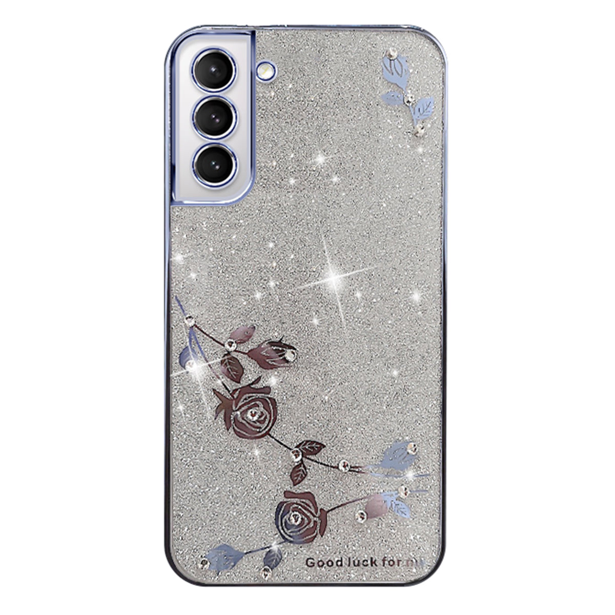 Shockproof Glitter Phone Case For Samsung Galaxy S21 5G Electroplating Rhinestone Design Flower Pattern Decor TPU Bumper Cover