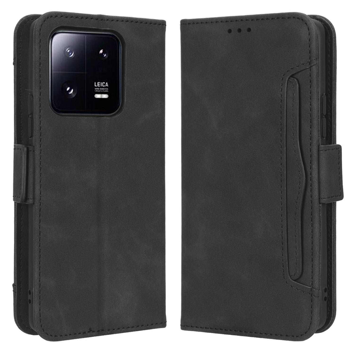 PU Leather Phone Case For Xiaomi 13 Pro 5G Multiple Card Slots Magnetic Anti-scratch Protective Flip Phone Cover Wallet Stand