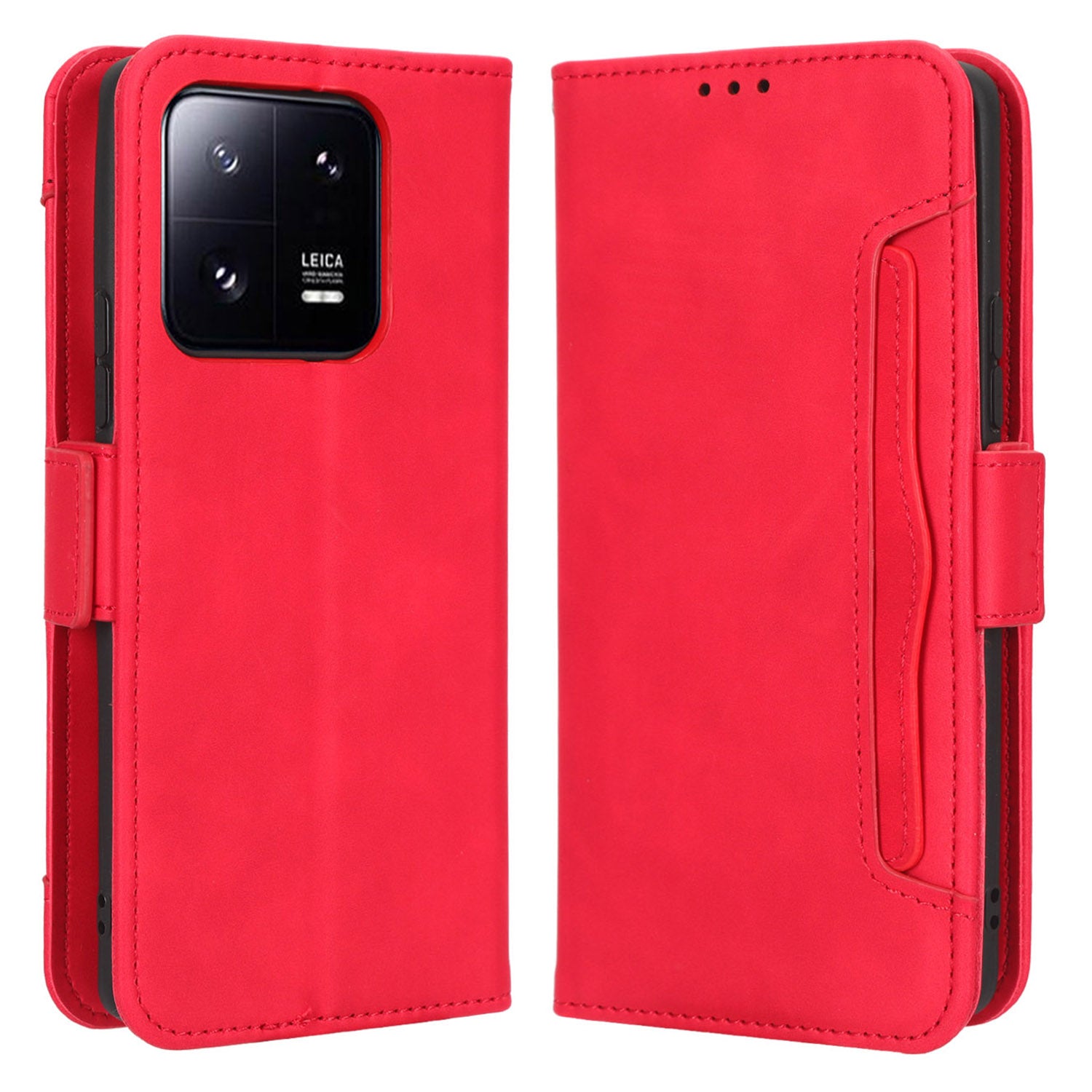 PU Leather Phone Case For Xiaomi 13 Pro 5G Multiple Card Slots Magnetic Anti-scratch Protective Flip Phone Cover Wallet Stand