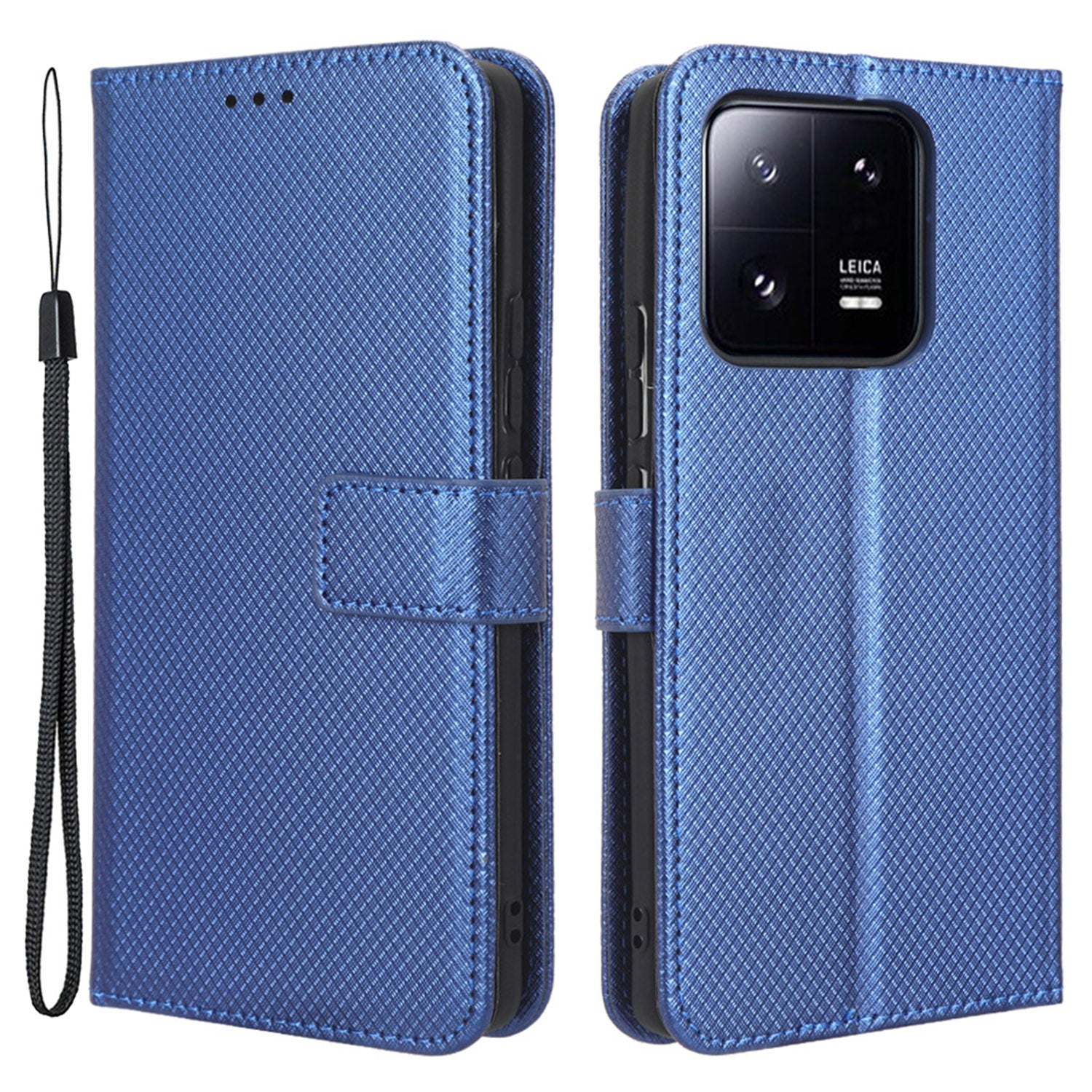Diamond Texture Phone Cover For Xiaomi 13 Pro 5G Magnetic Clasp Foldable Stand Flip Leather Wallet Case