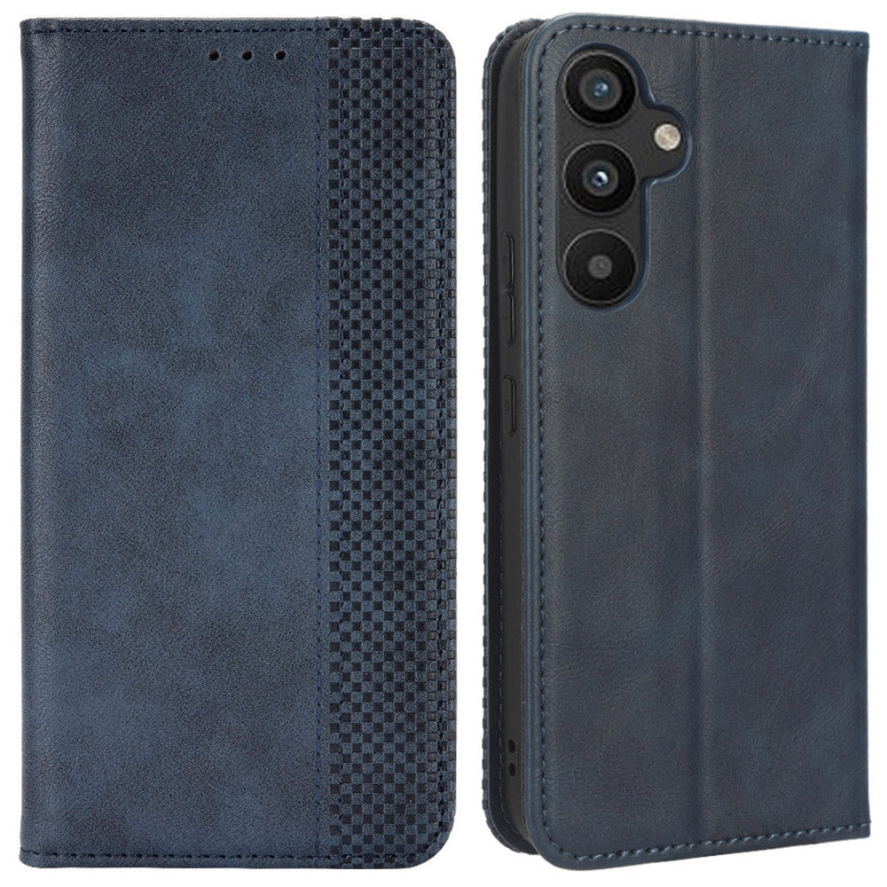 For Samsung Galaxy A34 5G Anti-fall Phone Case Stand Retro Texture Imprinted Pattern Magnetic Auto Closing Flip Leather Wallet Phone Cover