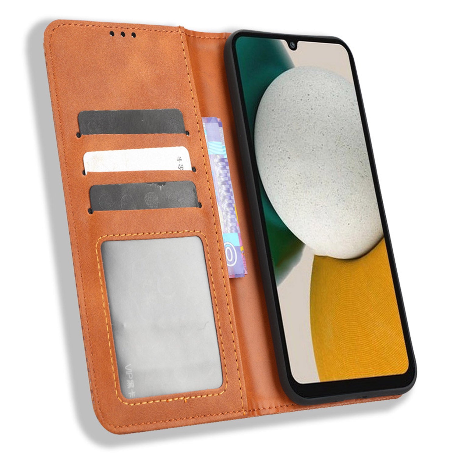 For Samsung Galaxy A34 5G Anti-fall Phone Case Stand Retro Texture Imprinted Pattern Magnetic Auto Closing Flip Leather Wallet Phone Cover