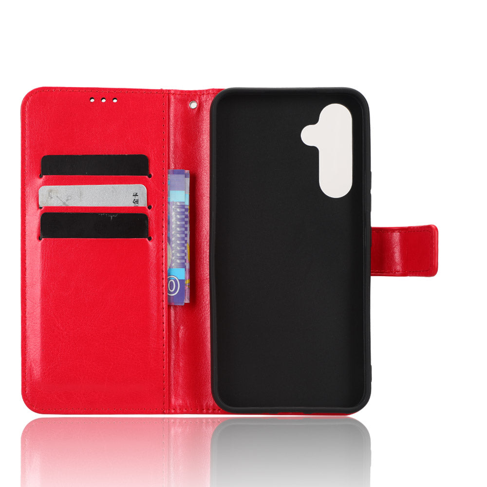 Til Samsung Galaxy A34 5G Crazy Horse Tekstur Magnetisk Mobiltelefon Taske Pung Foldbar Stand Stødsikker PU Læder Telefon Cover med rem