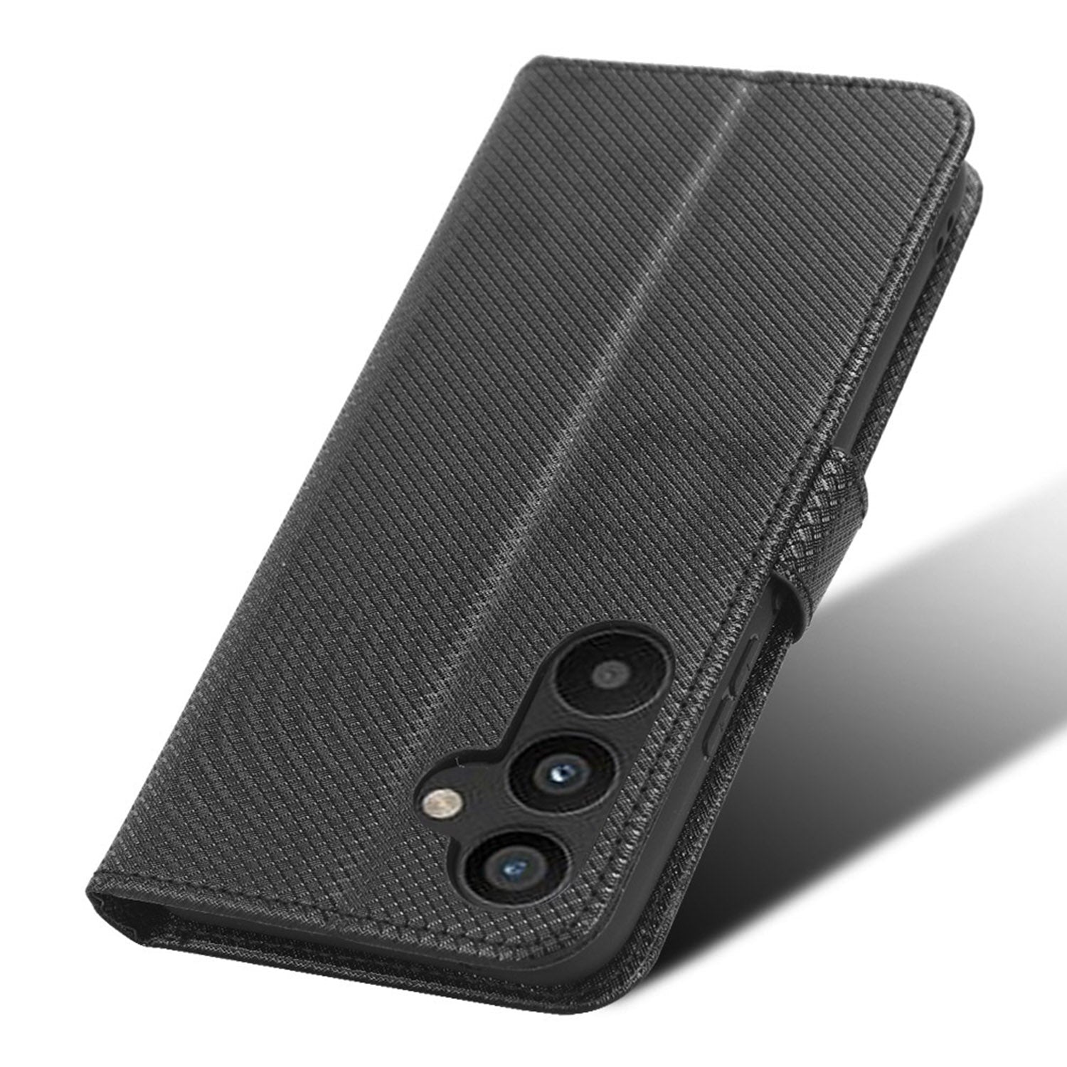 Anti-fall Phone Cover For Samsung Galaxy A34 5G Anti-shock Magnetic Clasp Diamond Texture PU Leather Anti-scratch Foldable Stand Wallet Phone Case
