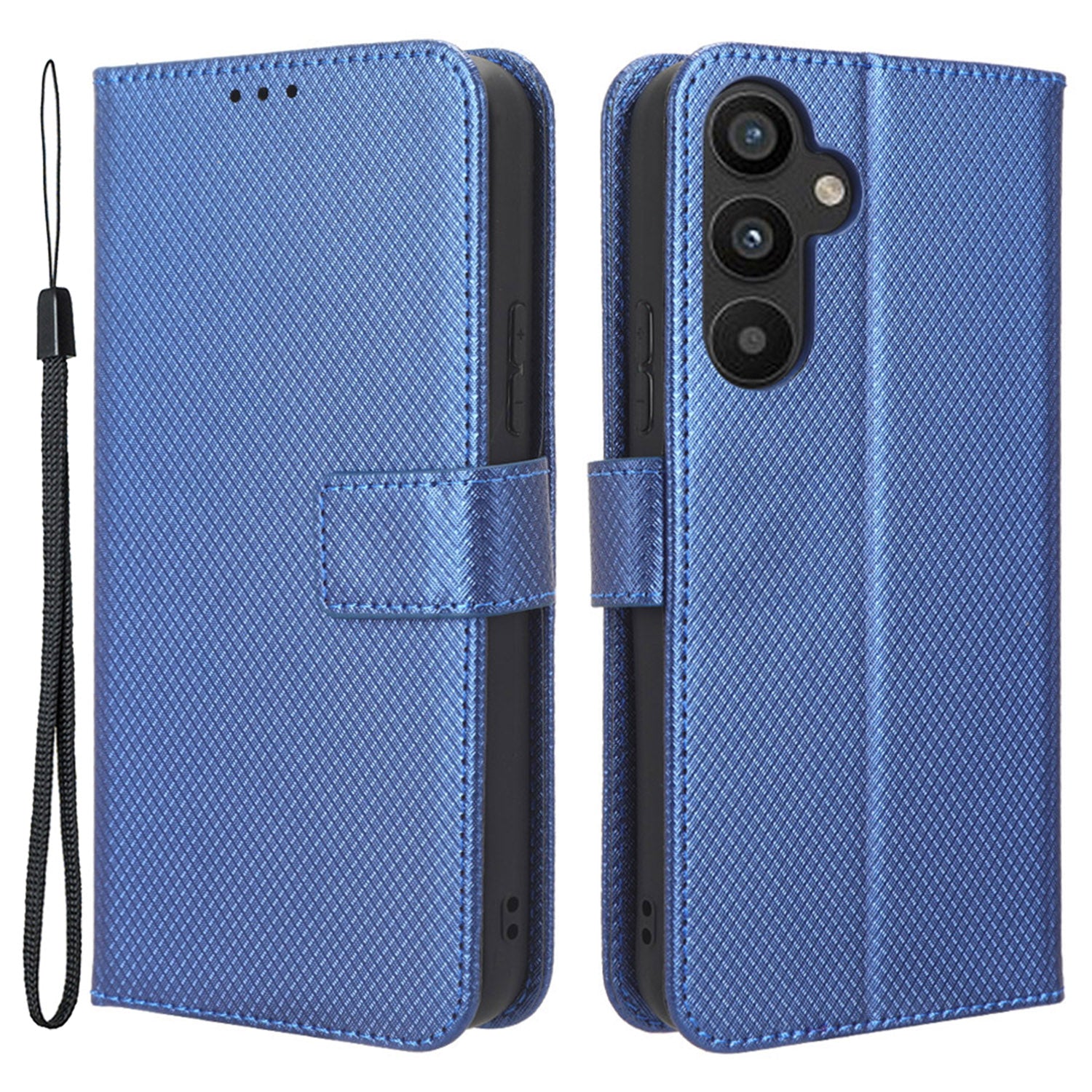 Anti-fall Phone Cover For Samsung Galaxy A34 5G Anti-shock Magnetic Clasp Diamond Texture PU Leather Anti-scratch Foldable Stand Wallet Phone Case
