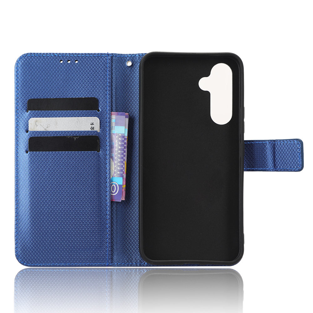 Anti-fall Phone Cover For Samsung Galaxy A34 5G Anti-shock Magnetic Clasp Diamond Texture PU Leather Anti-scratch Foldable Stand Wallet Phone Case