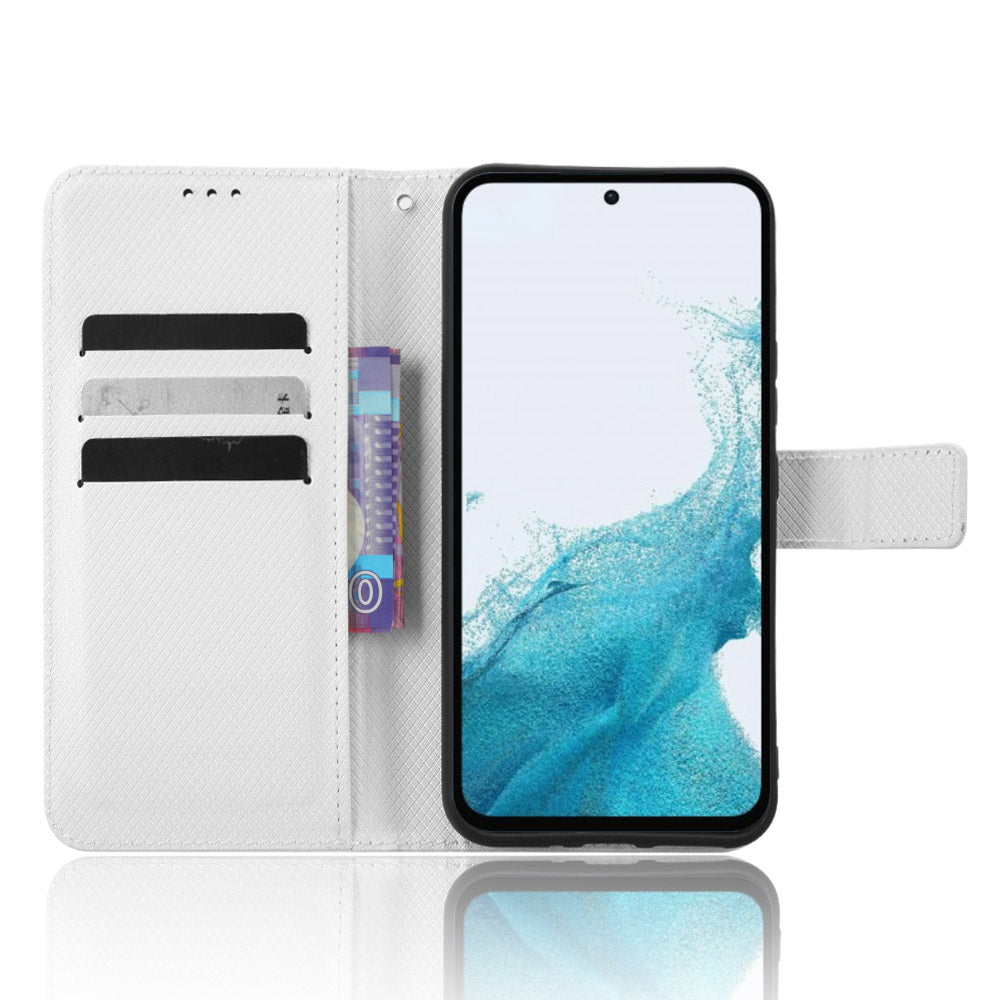 Til Samsung Galaxy A54 5G Magnetisk lås Beskyttende telefoncover Diamond Texture PU Læder Anti-drop telefonetui med sammenfoldelig stativ tegnebog
