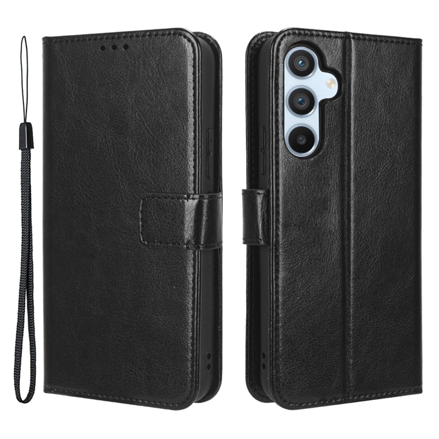 For Samsung Galaxy A54 5G Crazy Horse Texture Magnetic Full Protection Cell Phone Case Flip Wallet Stand Anti-wear PU Leather Phone Cover with Strap