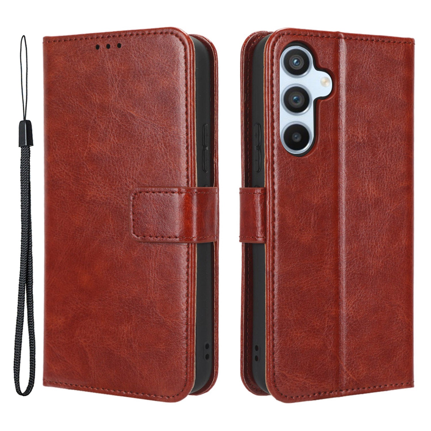 Til Samsung Galaxy A54 5G Crazy Horse Tekstur Magnetisk Fuld beskyttelse Mobiltelefon Case Flip Wallet Stand Anti-slid PU læder telefoncover med rem 