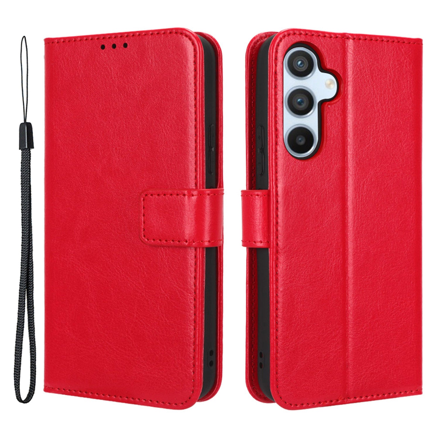 For Samsung Galaxy A54 5G Crazy Horse Texture Magnetic Full Protection Cell Phone Case Flip Wallet Stand Anti-wear PU Leather Phone Cover with Strap