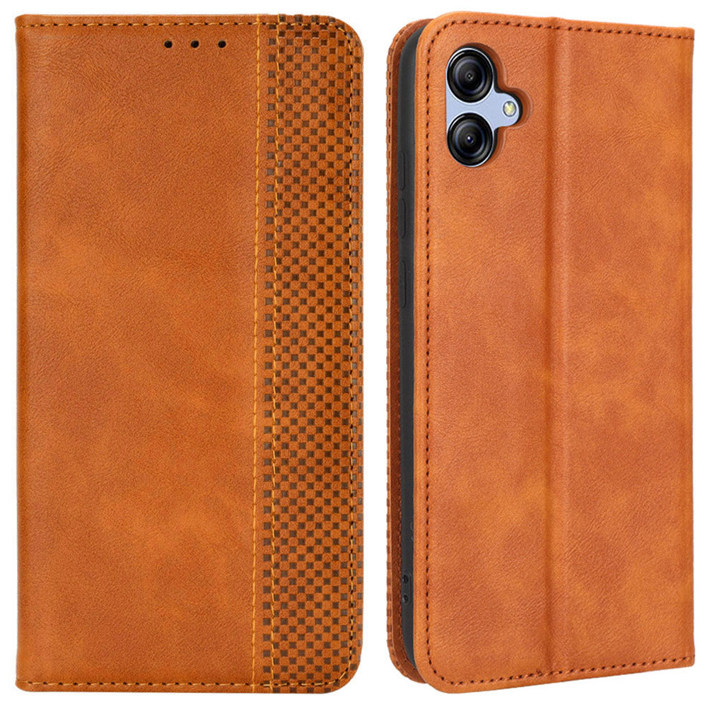 Retro Texture Protective Phone Cover For Samsung Galaxy A04e 4G F04 4G M04 4G Magnetic Auto Closing Imprinted Pattern PU Leather Flip Wallet Stand Anti-drop Phone Case