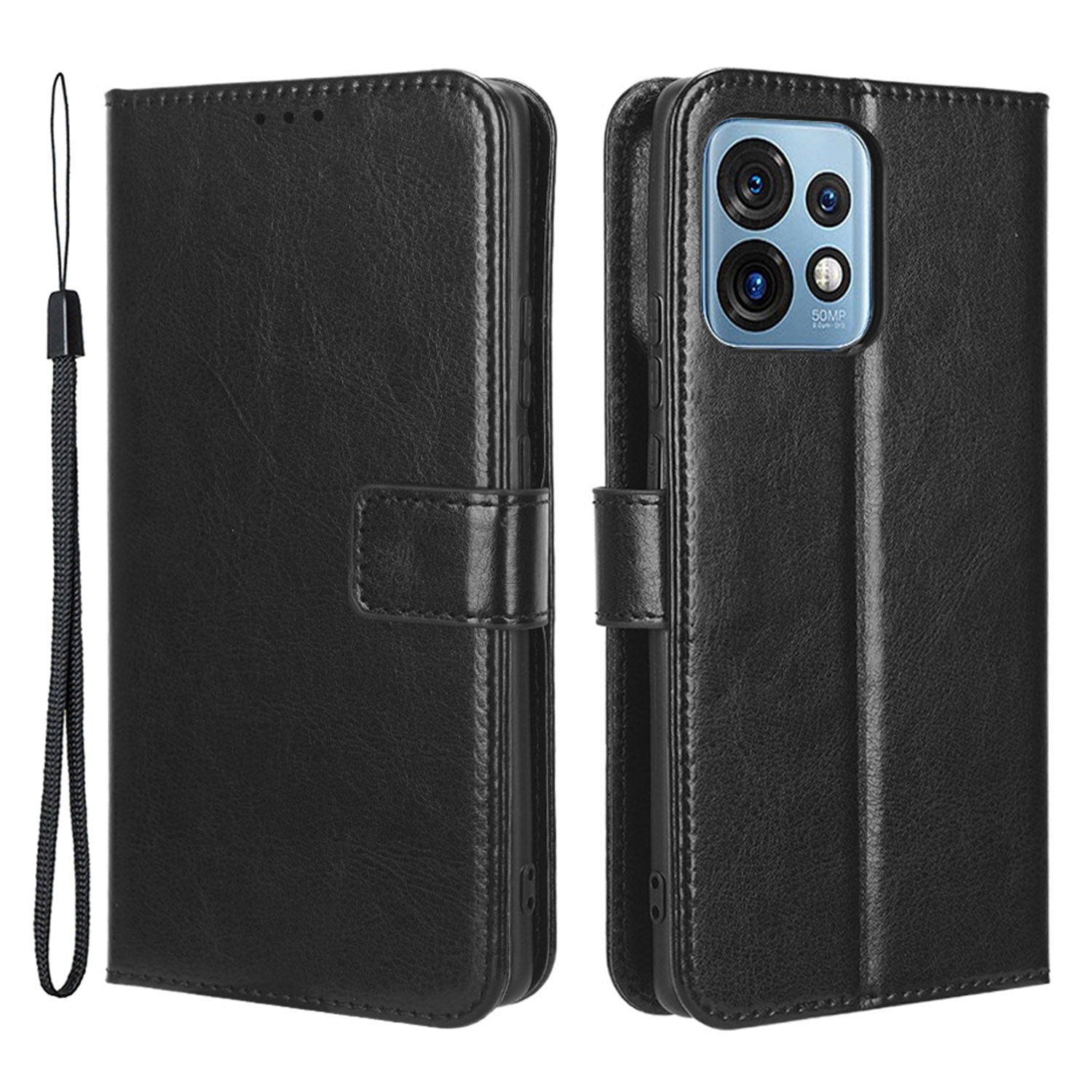 Phone Cover For Motorola Moto X40 5G Edge 40 Pro 5G Crazy Horse Texture Magnetic Flip Wallet Stand Scrach-resistant PU Leather Phone Case with Strap