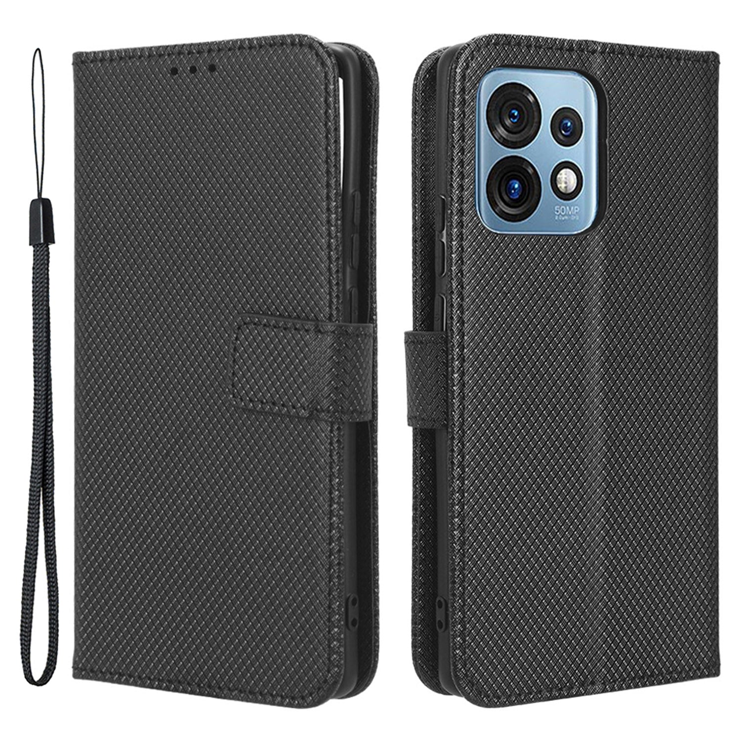 Shockproof Phone Cover for Motorola Moto X40 5G Edge 40 Pro 5G Edge (2023) Magnetic Clasp Diamond Texture PU Leather Stand Wallet Anti-scratch Phone Case Card Holder