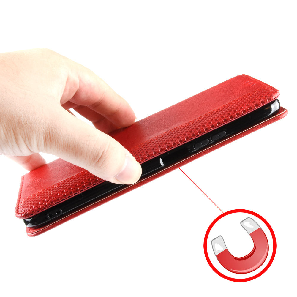 Til Realme 10 Pro 5G magnetisk automatisk lukkende telefonetui Foldebart stativ Retro tekstur påtrykt mønster PU-læder Flip Wallet Telefoncover