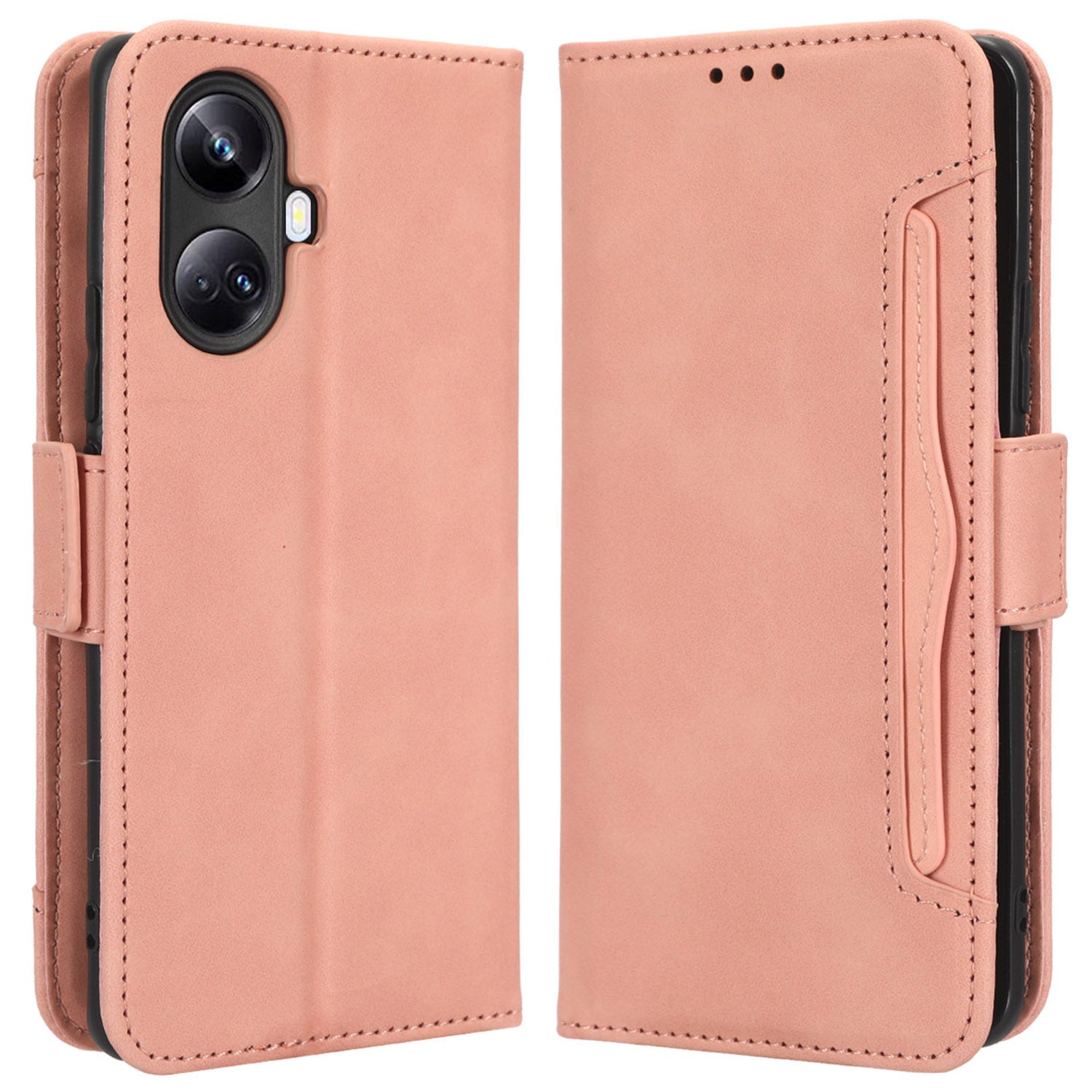 Til Realme 10 Pro 5G PU læder telefonetui Flere kortpladser Magnetisk fuld dækning Flip Phone Cover Pungholder