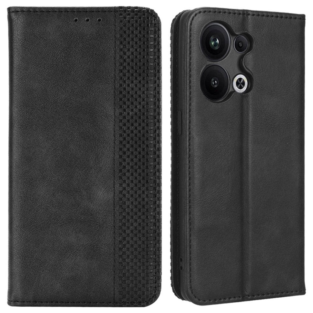 For Oppo Reno9 Pro 5G Magnetic Auto Closing Phone Case Viewing Stand Retro Texture Imprinted Pattern PU Leather Flip Wallet Phone Cover